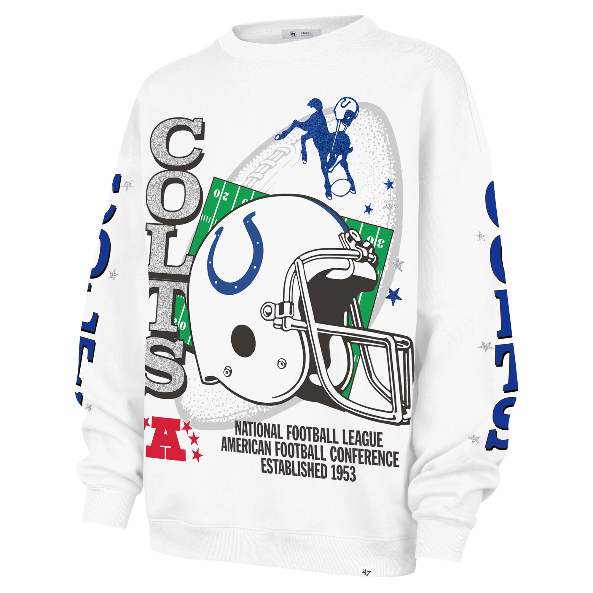 Sweat-shirt polaire oversize « 47 » blanc Indianapolis Colts pour femme