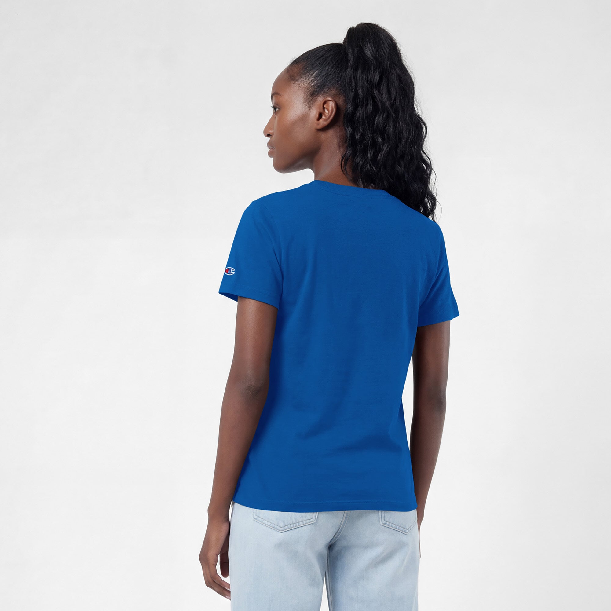 T-shirt féminin Champion Royal Indianapolis Colts avec logo arqué