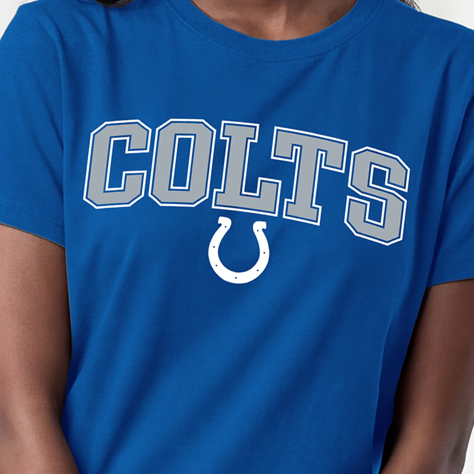 T-shirt féminin Champion Royal Indianapolis Colts avec logo arqué