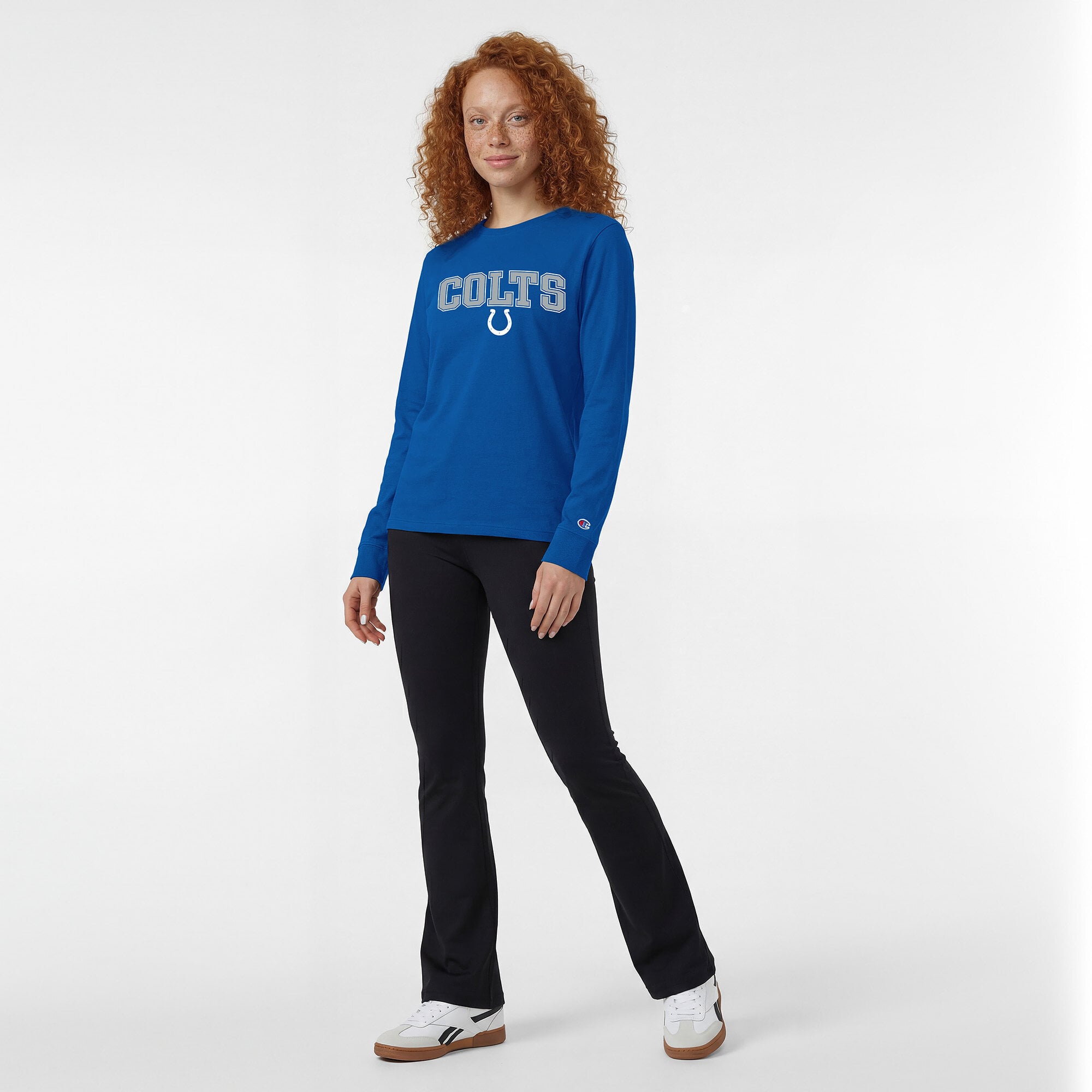 T-shirt à manches longues Champion Royal Indianapolis Colts Core Logo pour femmes
