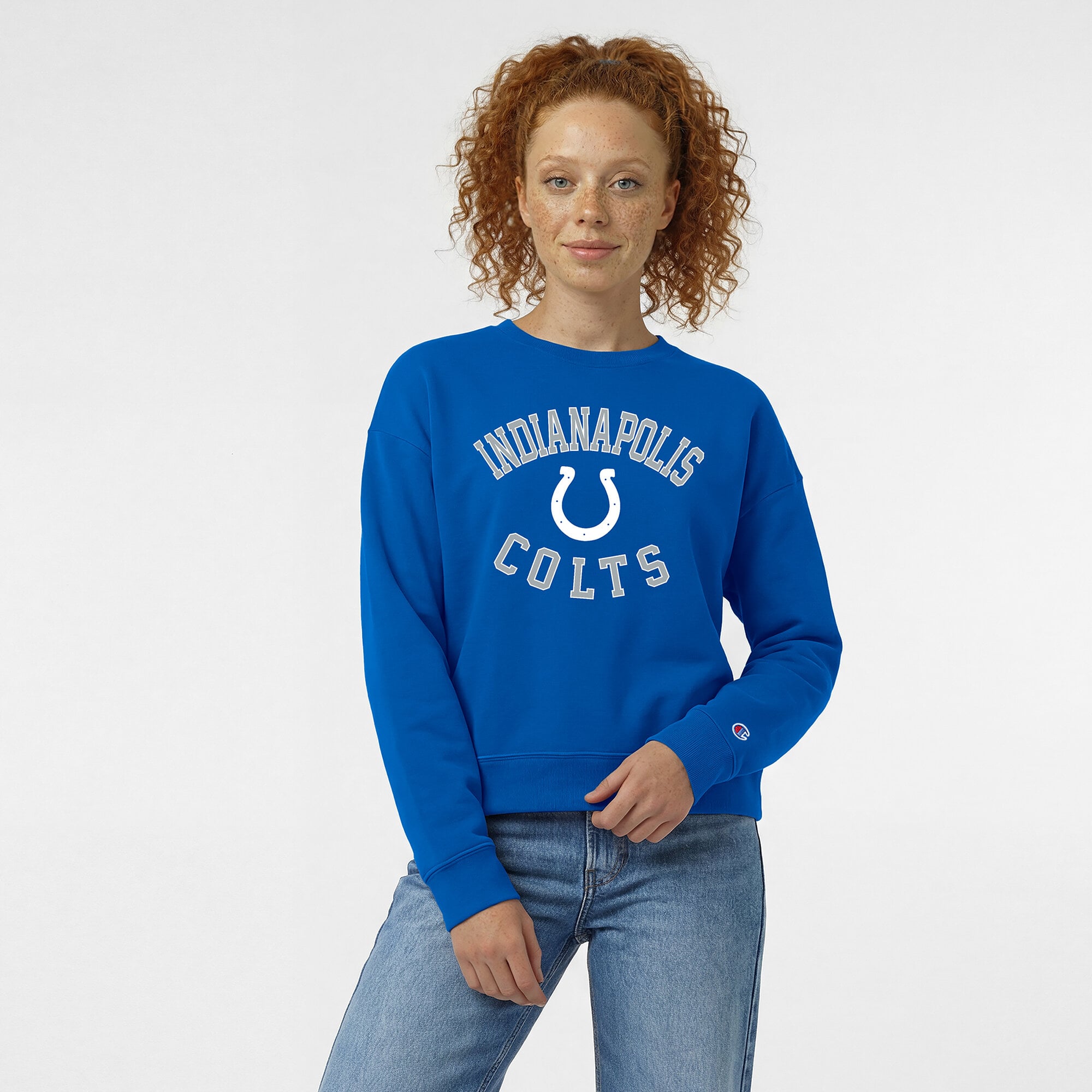Women's Champion  Royal Indianapolis Colts Heart & Soul Powerblend Sweatshirt