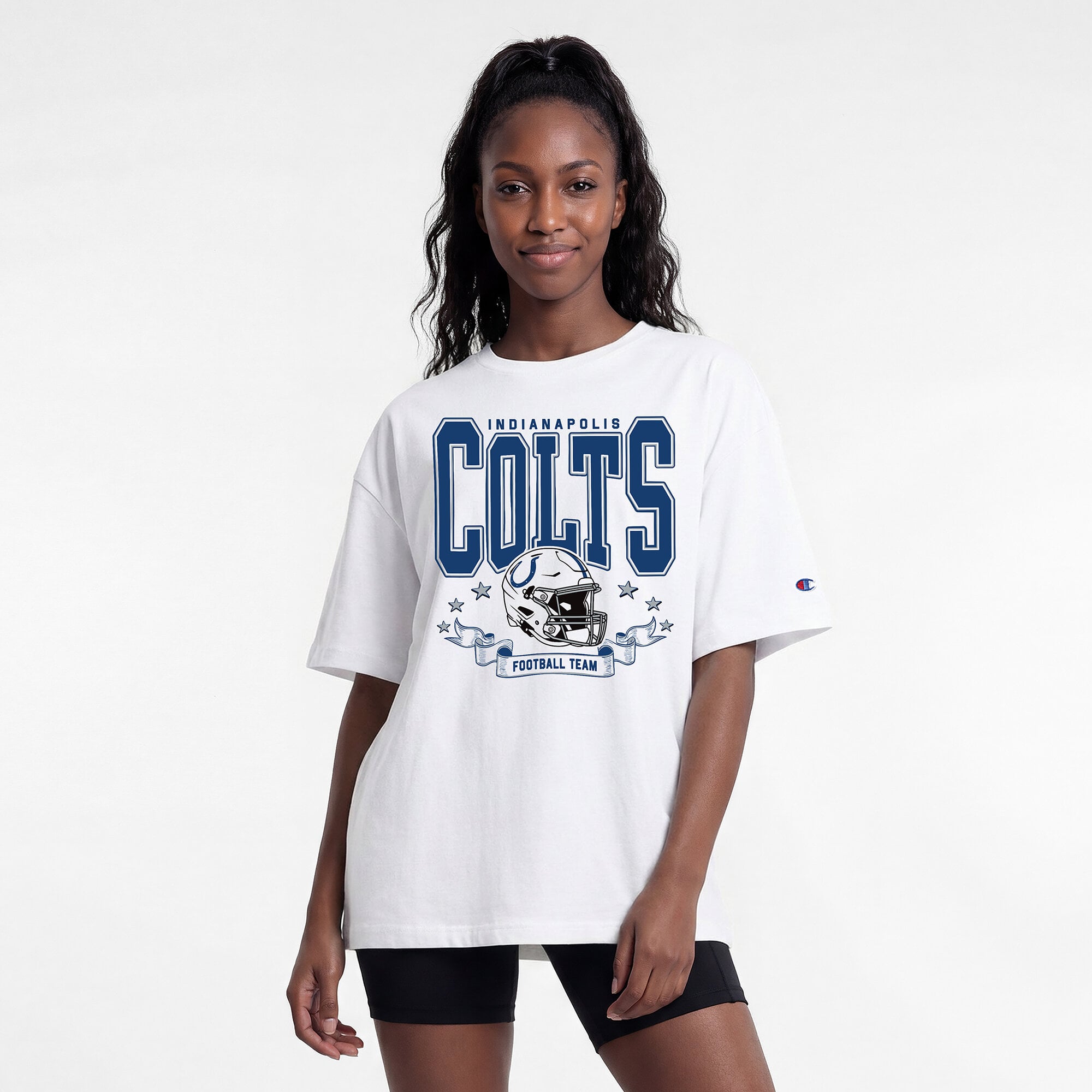 T-shirt oversize blanc Champion Indianapolis Colts pour femmes