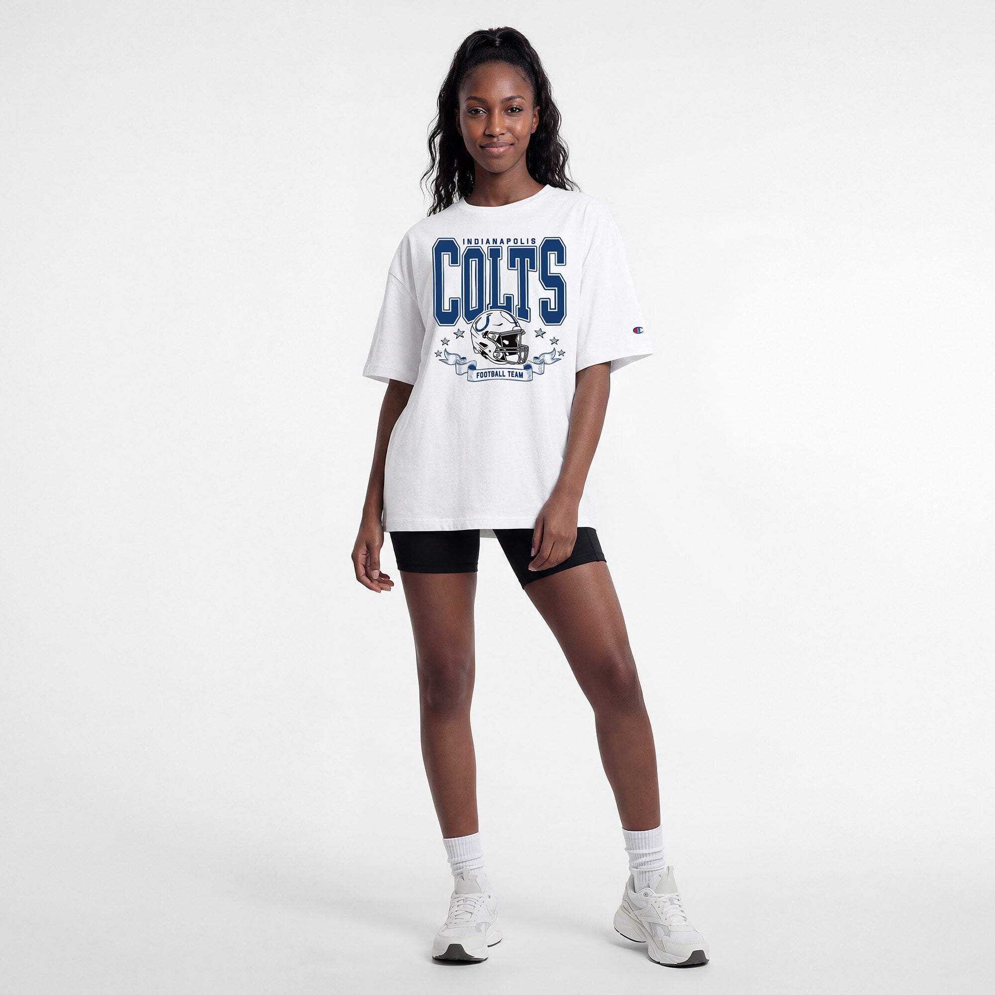 T-shirt oversize blanc Champion Indianapolis Colts pour femmes