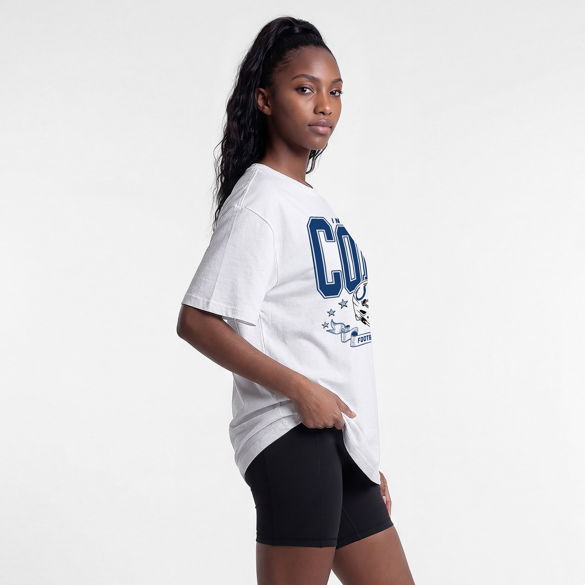 T-shirt oversize blanc Champion Indianapolis Colts pour femmes