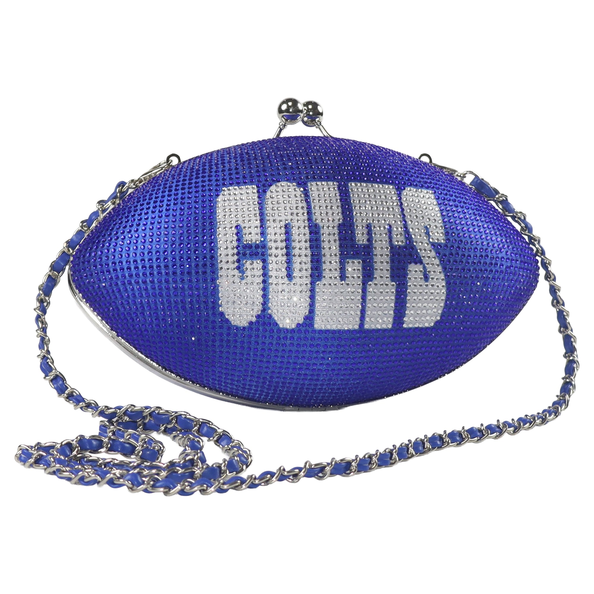 Sac à main en cristal aux couleurs de l'équipe des Colts d'Indianapolis pour femme, style football américain.
