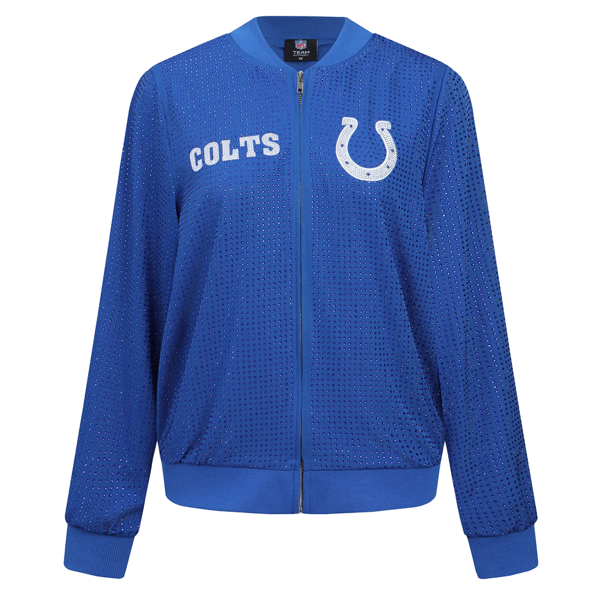Veste bomber zippée intégrale FABGATING by Cuce Royal Indianapolis Colts Crystal pour femme