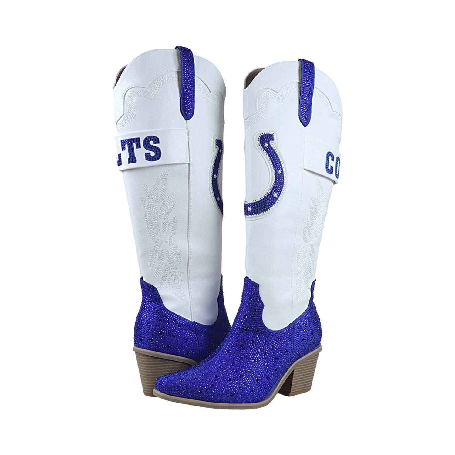 Bottes de cowboy blanches à cristaux FABGATING by Cuce White Indianapolis Colts pour femmes