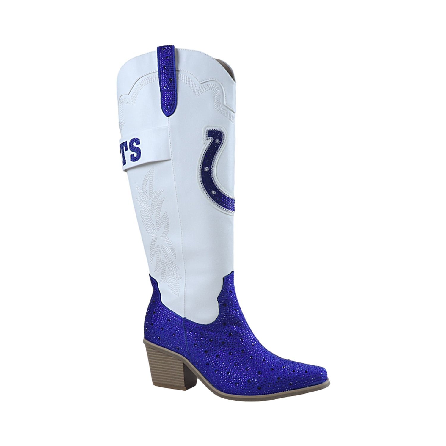 Bottes de cowboy blanches à cristaux FABGATING by Cuce White Indianapolis Colts pour femmes