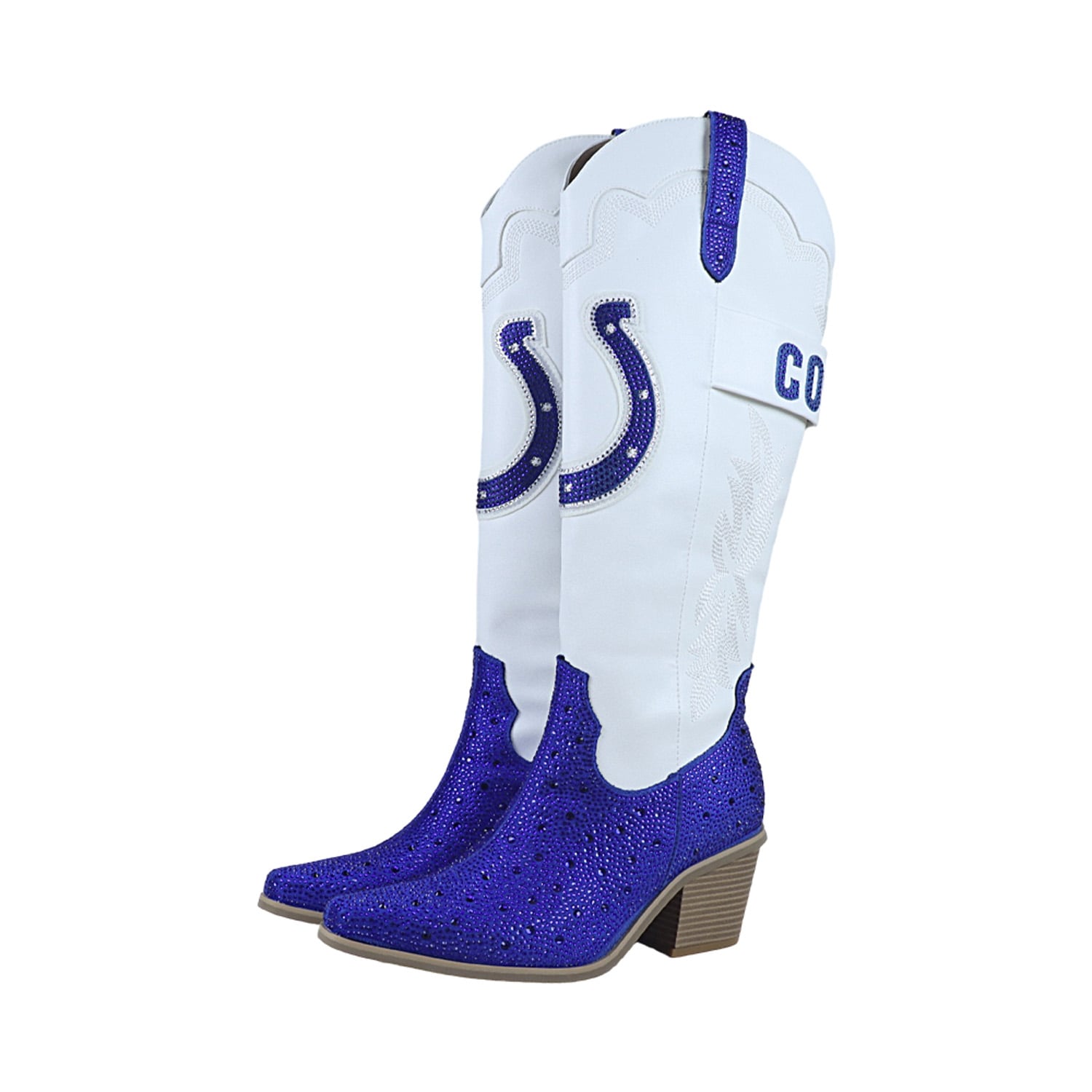 Bottes de cowboy blanches à cristaux FABGATING by Cuce White Indianapolis Colts pour femmes