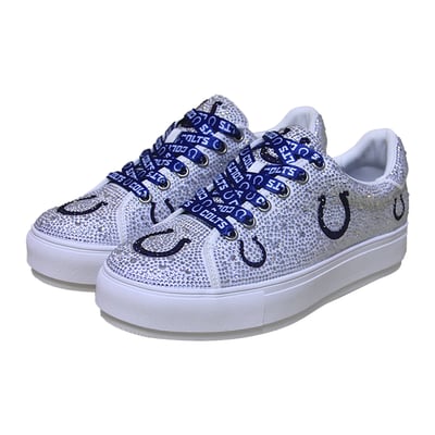  Indianapolis Colts FABGATING by Cuce Women's Crystal Team Logo Sneakers - White
