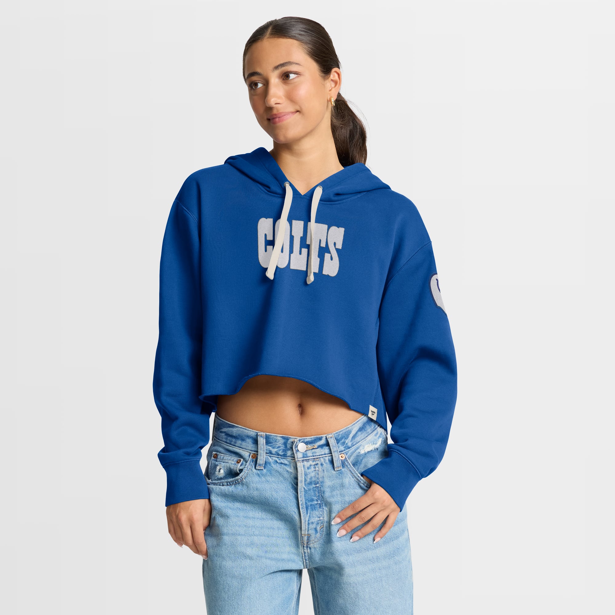Sweat à capuche court oversize Heritage Royal Indianapolis Colts pour femme de Fanatics