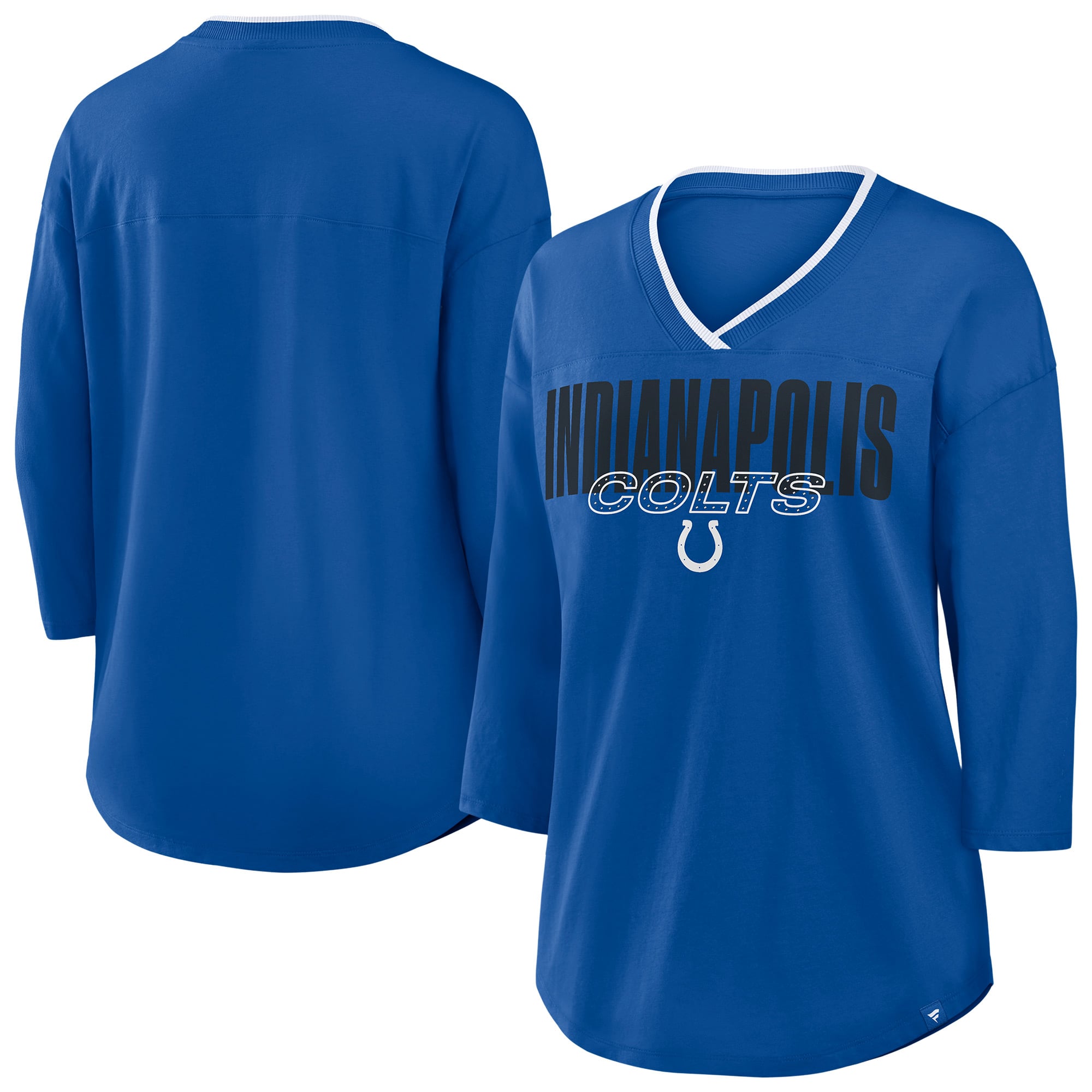Women's Fanatics Royal Indianapolis Colts Plus Deceptive Juke 3/4-Sleeve V-Neck T-Shirt