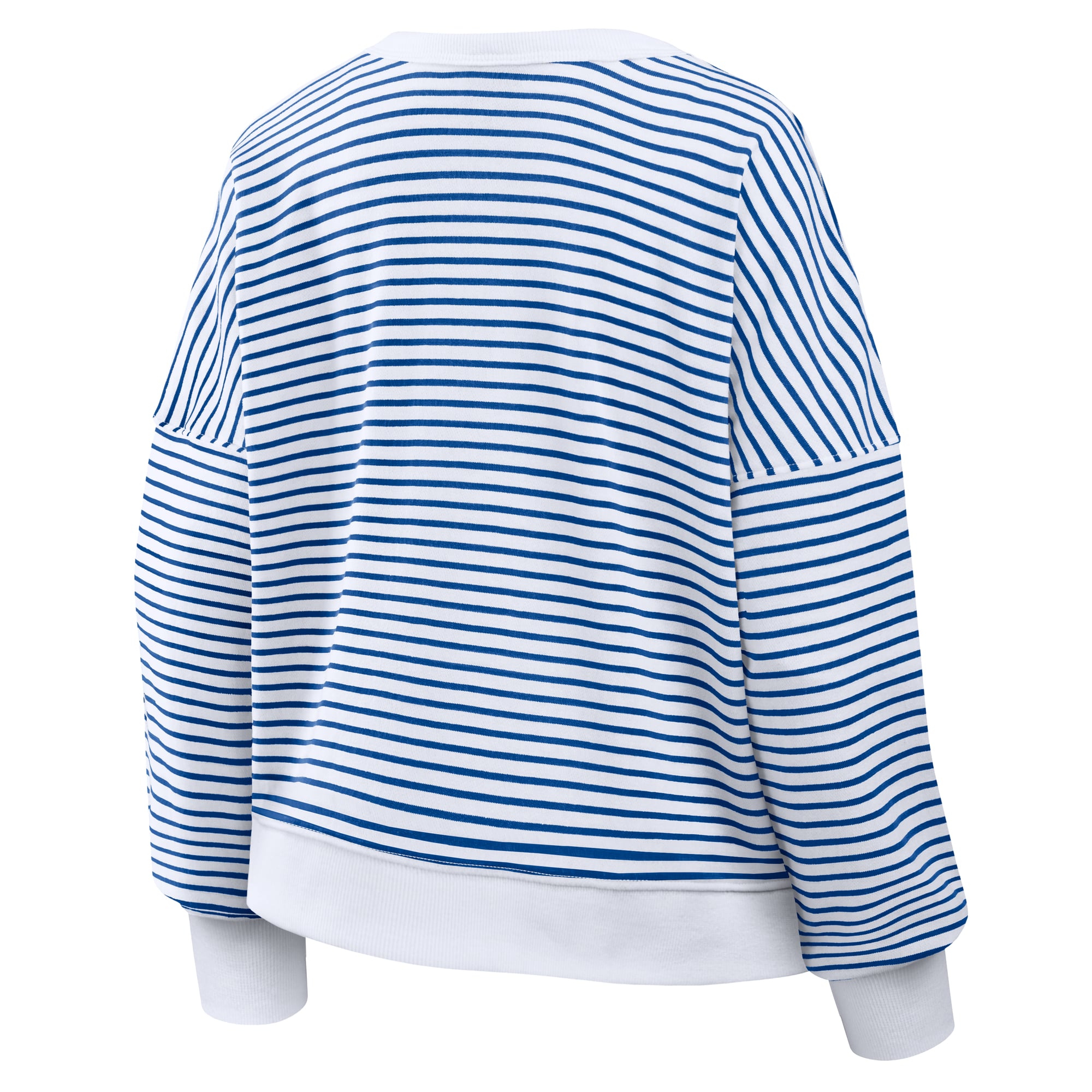 Women's Fanatics White/Royal Indianapolis Colts Striped Oversized French Terry Sweatshirt