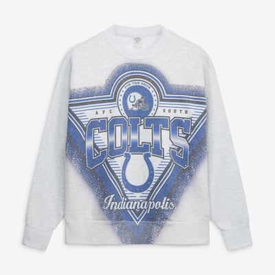 Indianapolis Colts Gameday Couture Women's Chasing Victory Rhinestone Spray Oversized Fleece Sweatshirt - Heather Gray