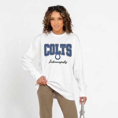 Indianapolis Colts Gameday Couture Women's Sweet Spot Oversized Long Sleeve T-Shirt - White