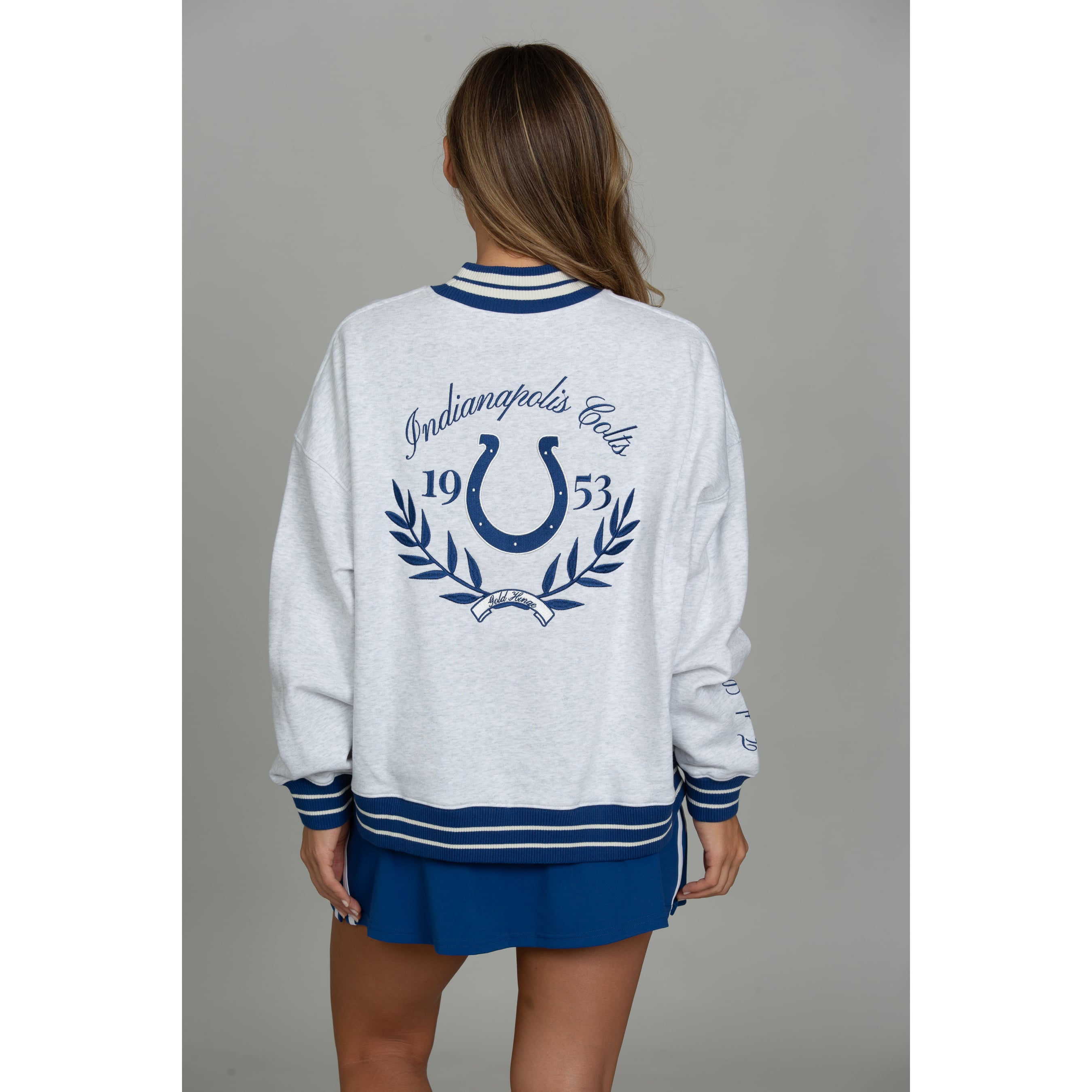Sweat-shirt à col montant gris chiné pour femme Indianapolis Colts x Gold Hinge