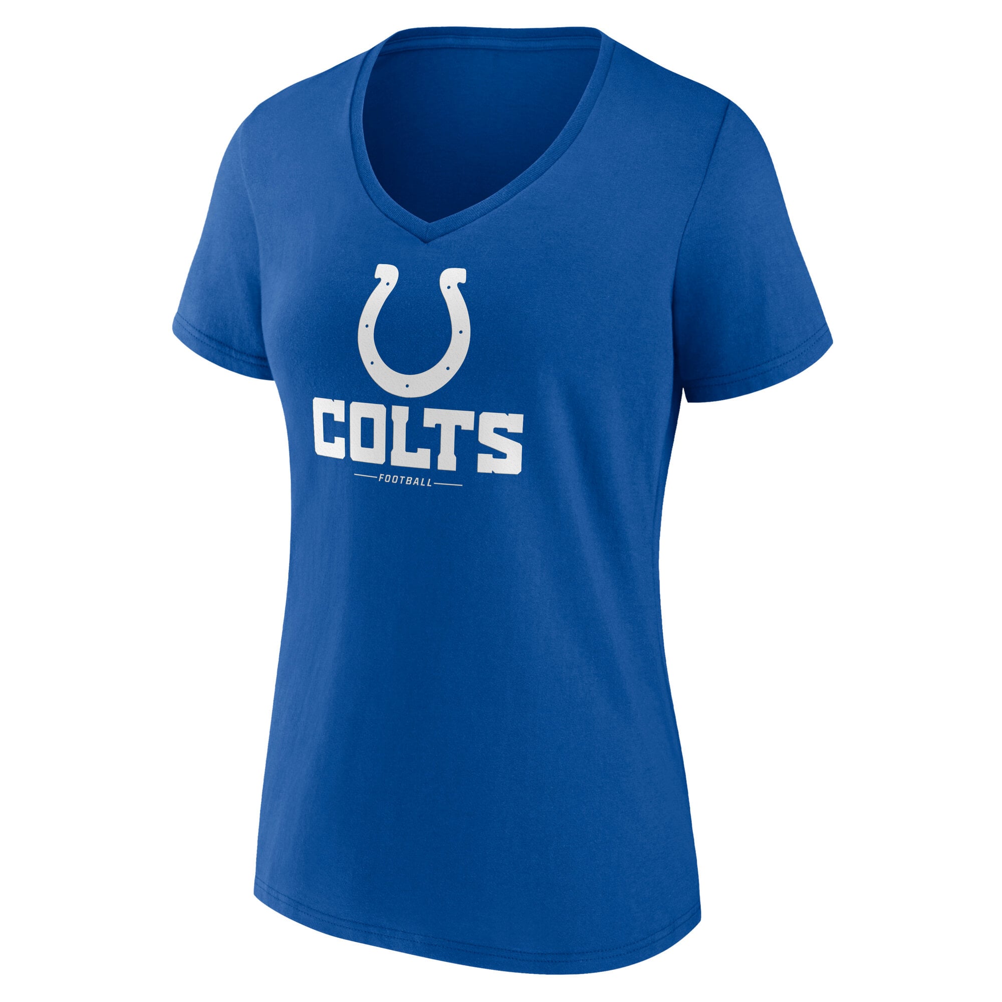 T-shirt à col en V pour femme, logo athlétique royal des Indianapolis Colts