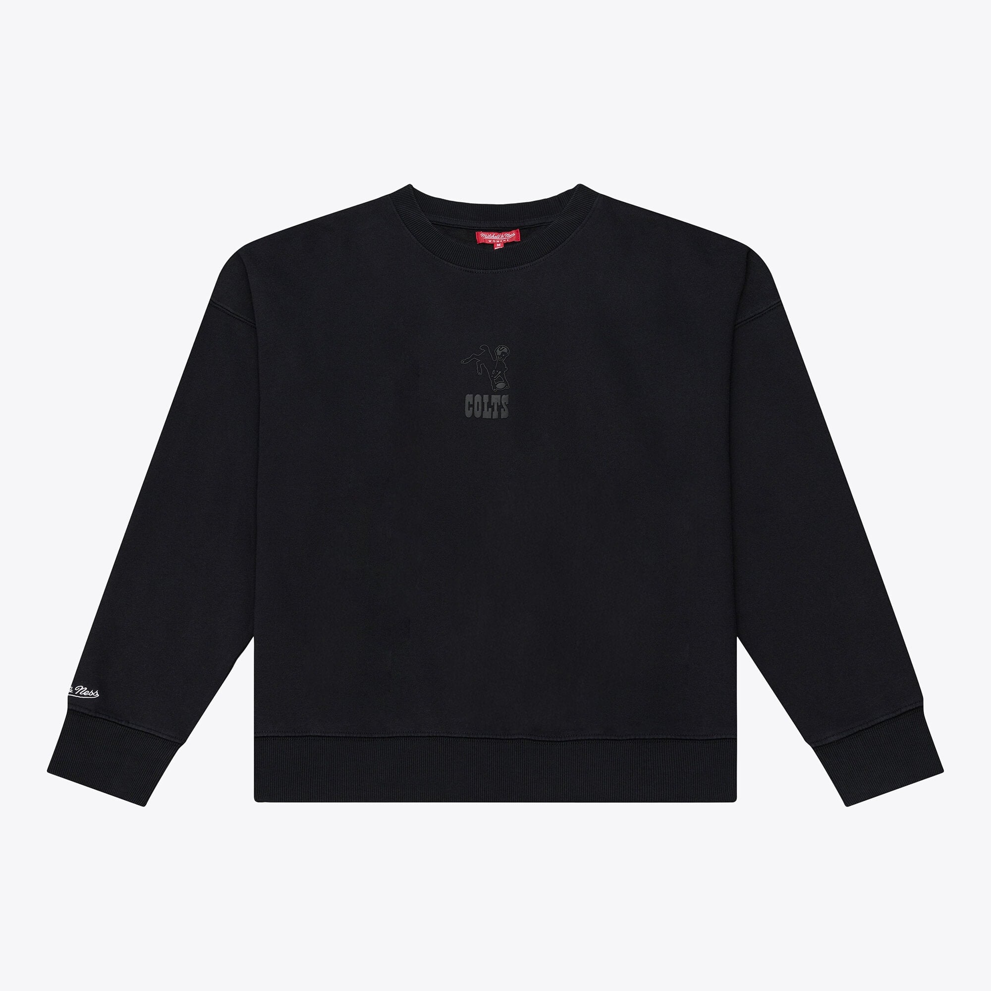 Women's Mitchell & Ness Black Indianapolis Colts Core Essentials Micro Logo Fleece Sweatshirt
