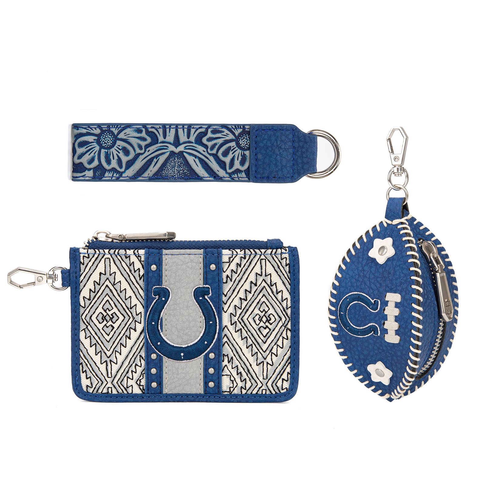Portefeuille et bracelet porte-clés football Montana West Indianapolis Colts pour femme