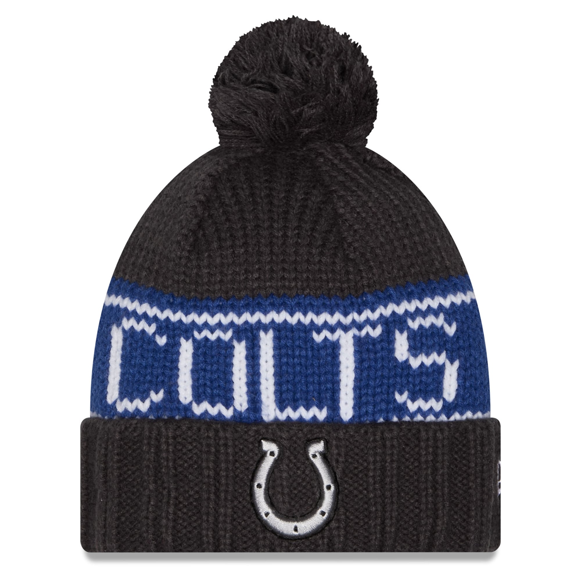 Women's New Era Anthracite Indianapolis Colts 2026 Rivalries Collection Cuffed Knit Hat with Pom