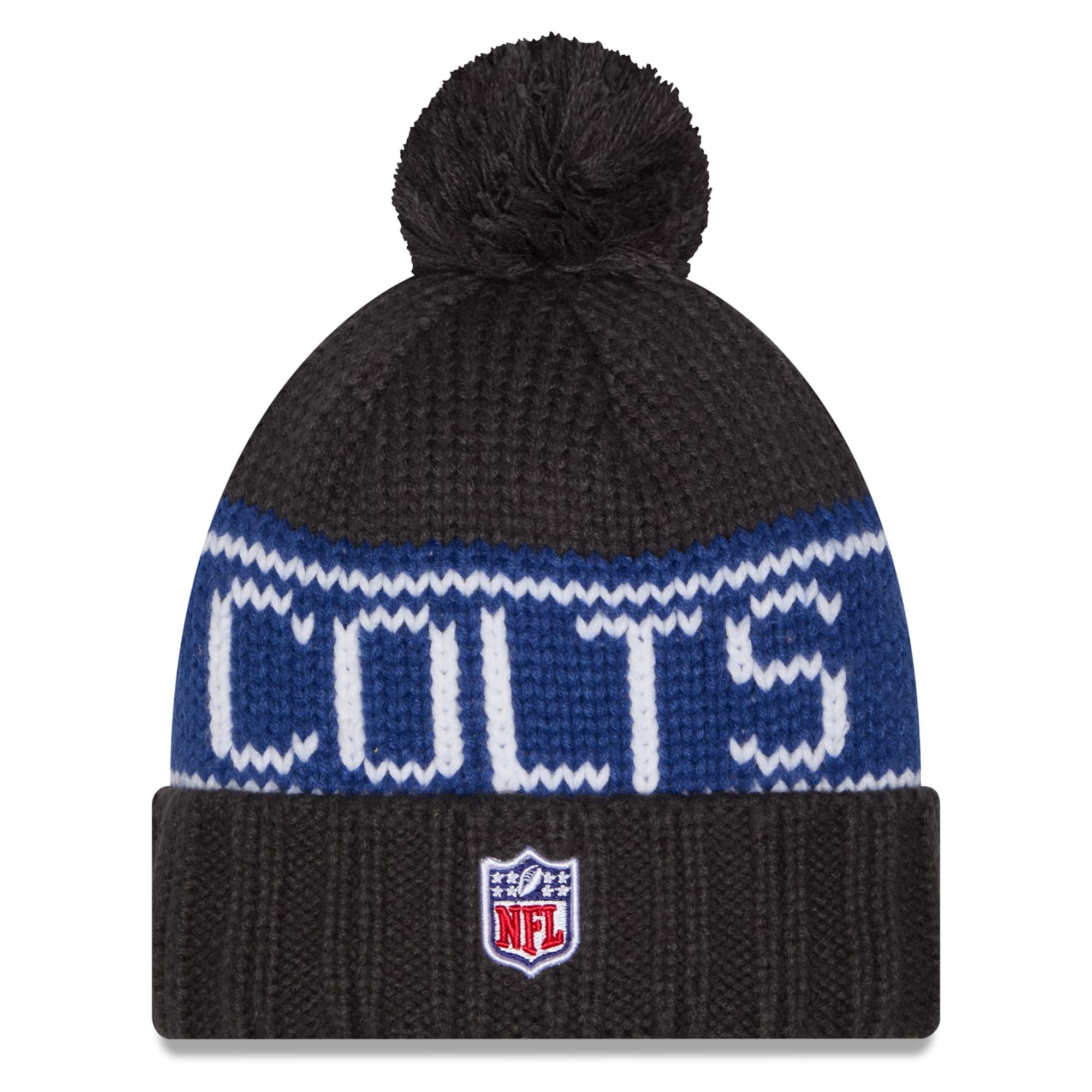 Women's New Era Anthracite Indianapolis Colts 2026 Rivalries Collection Cuffed Knit Hat with Pom