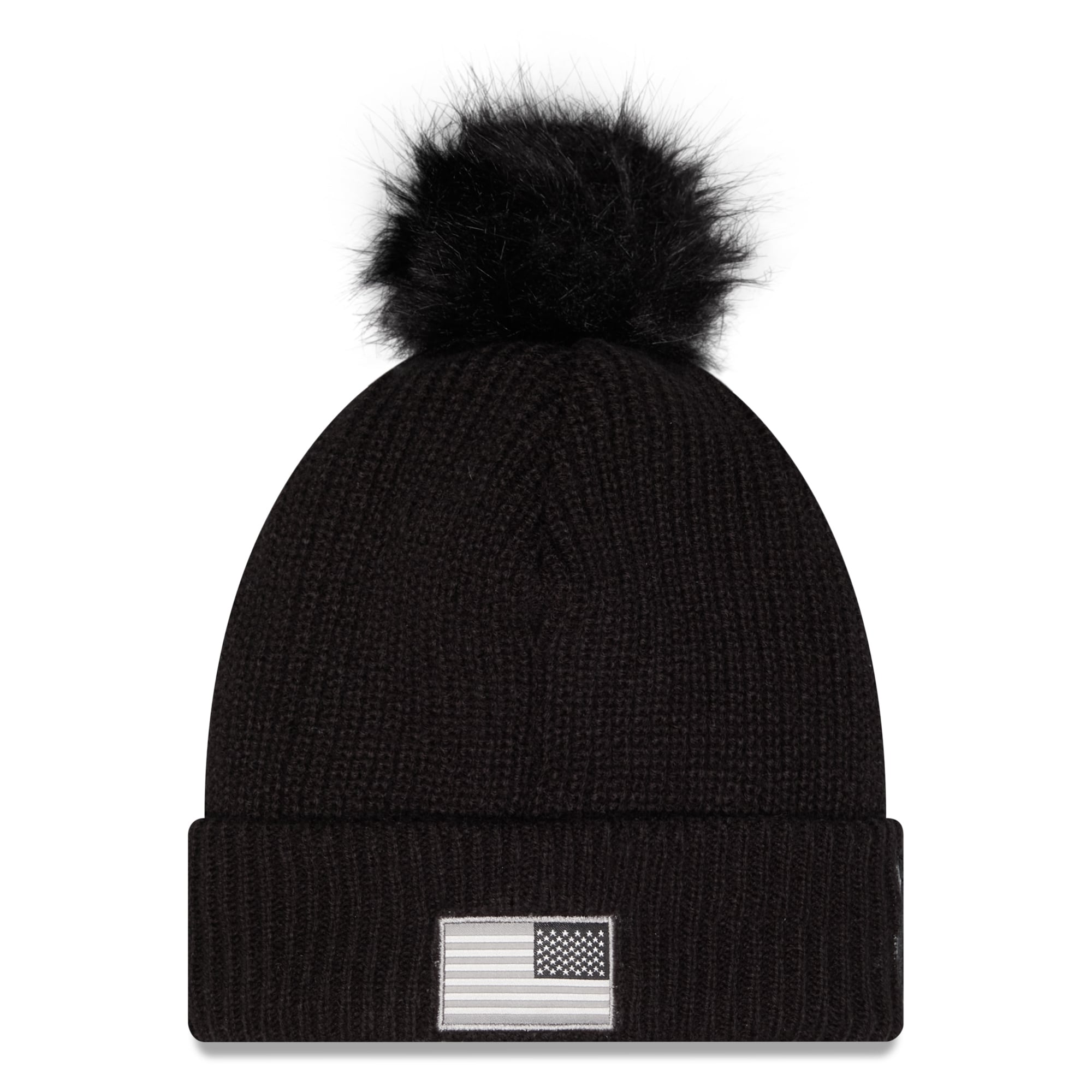 Bonnet à revers New Era noir pour femme, Indianapolis Colts 2026 Salute To Service, avec pompon