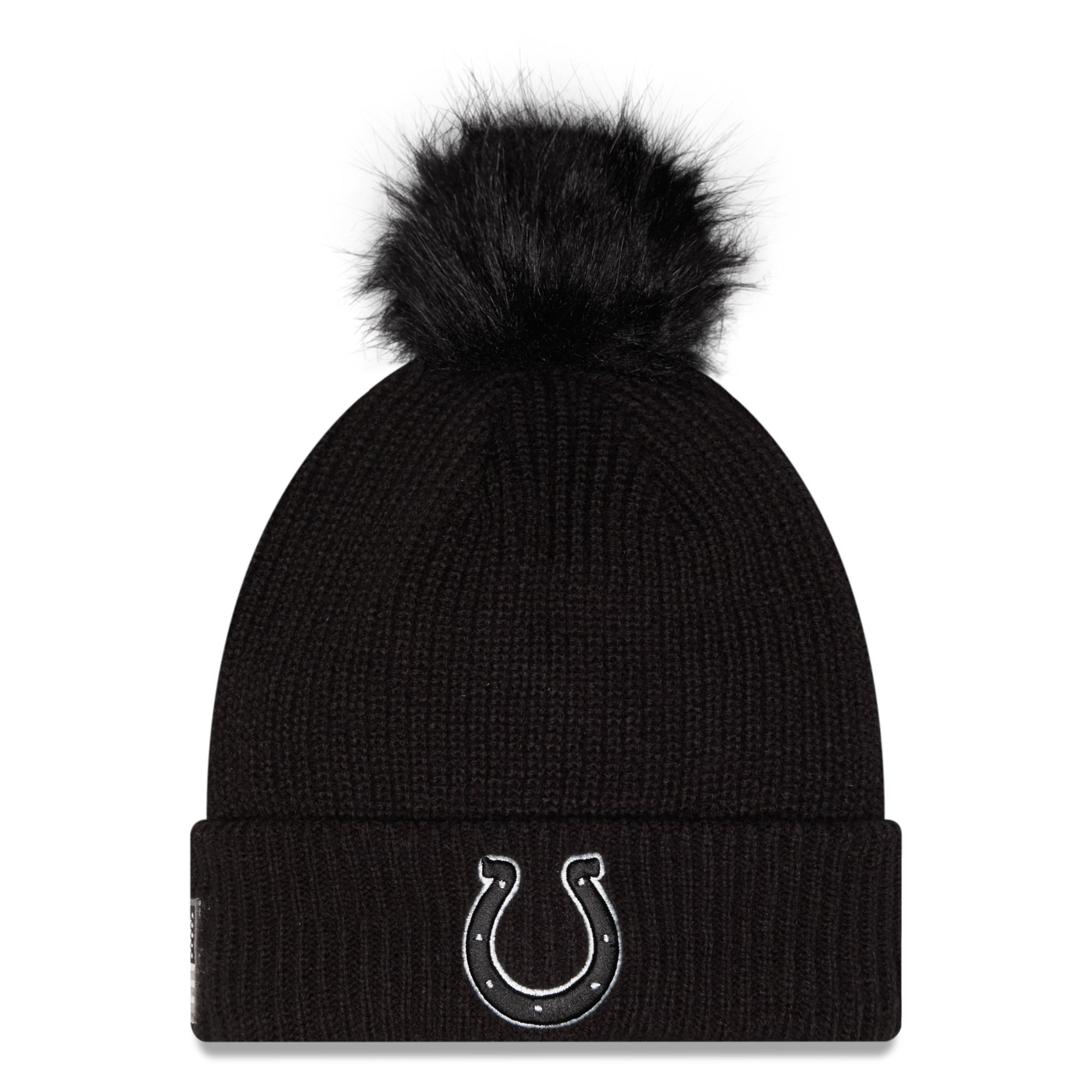 Bonnet à revers New Era noir pour femme, Indianapolis Colts 2026 Salute To Service, avec pompon