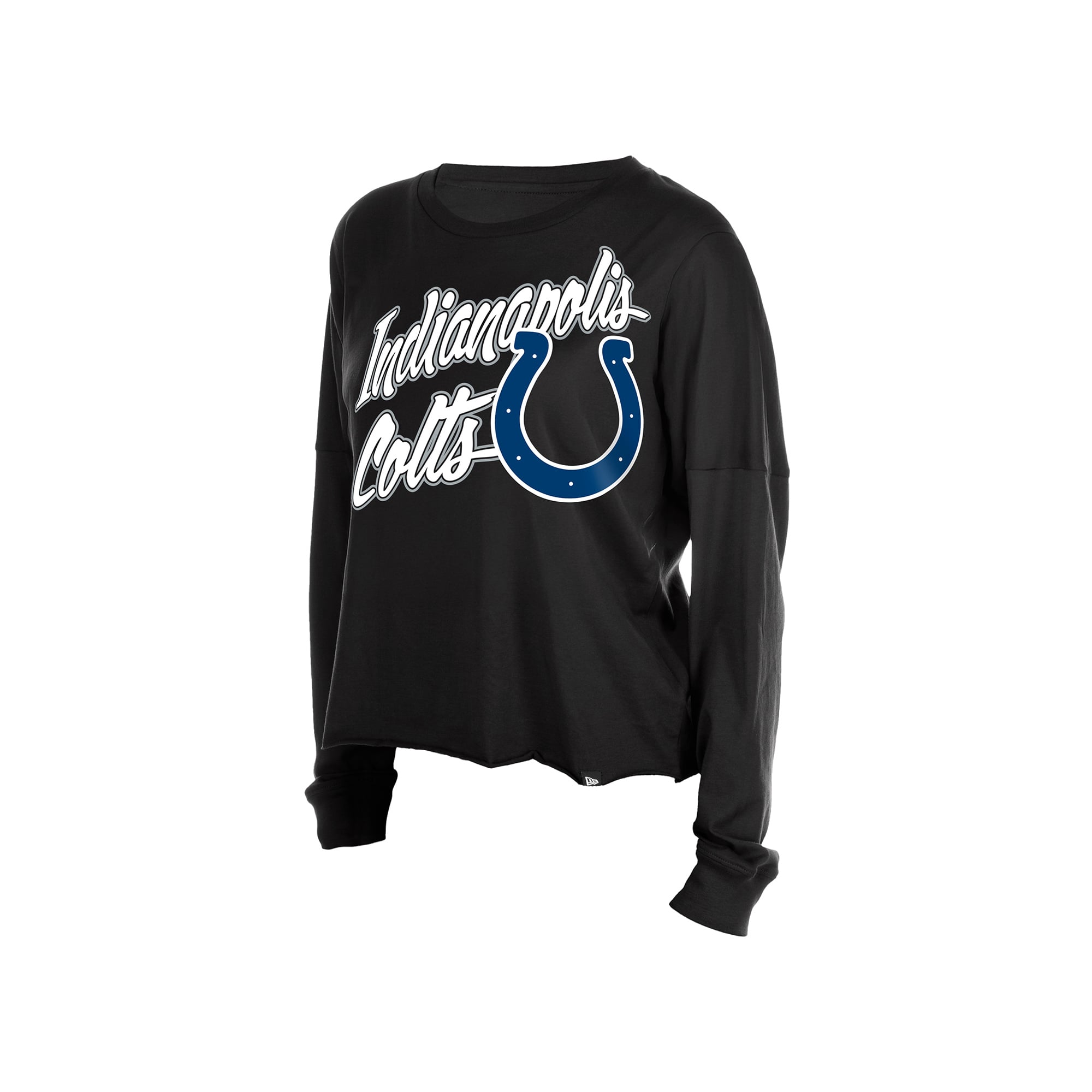 Women's New Era  Black Indianapolis Colts Cropped Oversized Long Sleeve T-Shirt
