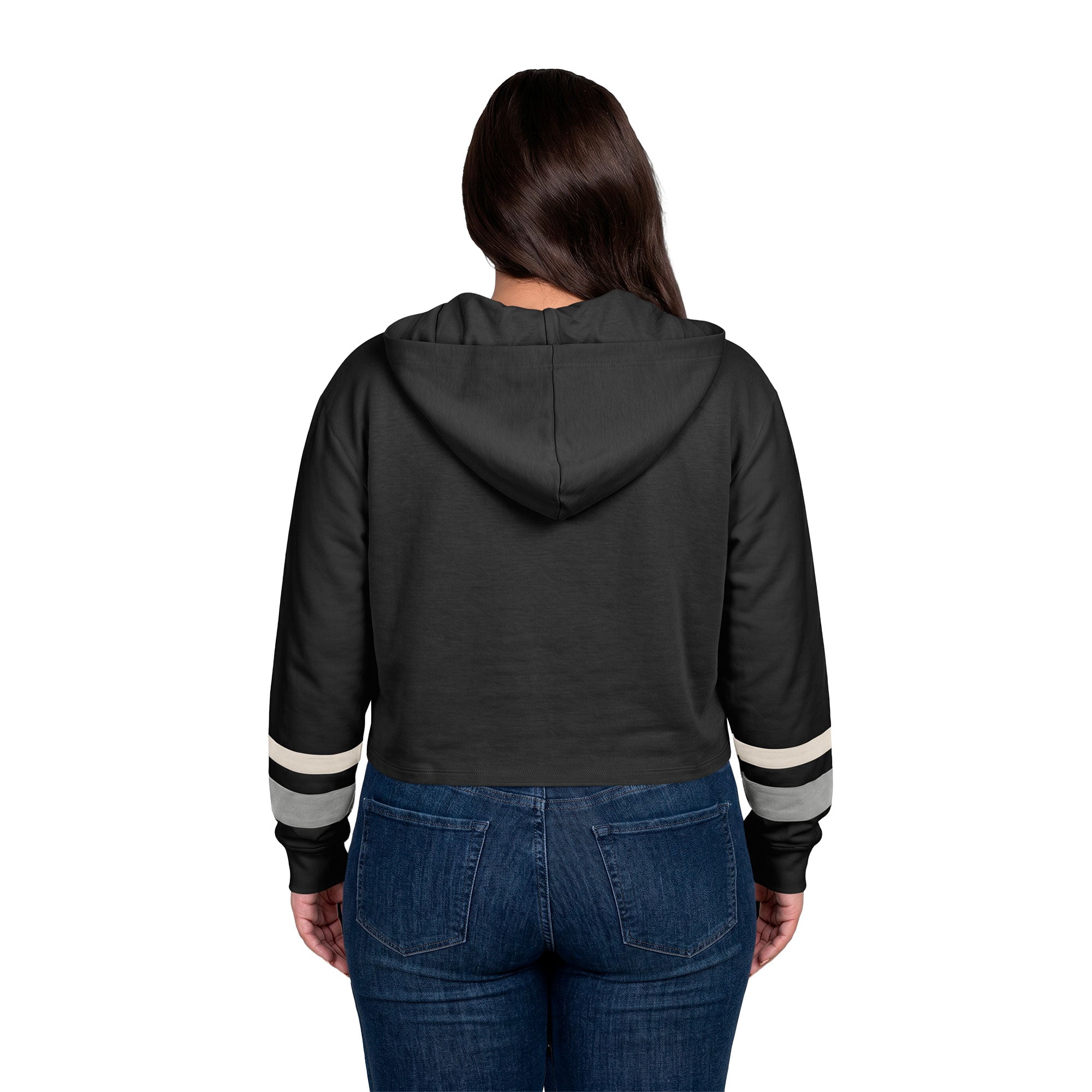 Sweat à capuche court rétro lacets New Era noir pour femme, grandes tailles, Indianapolis Colts