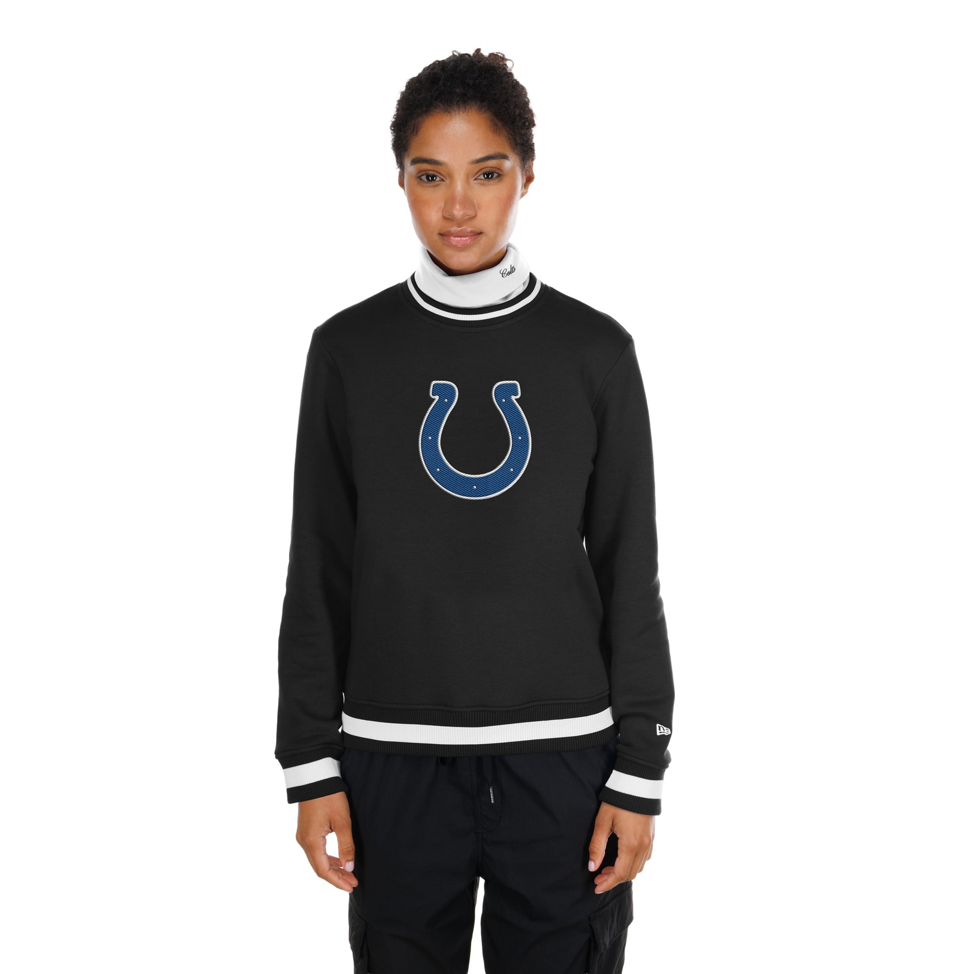 Pull à col roulé New Era noir pour femme, Indianapolis Colts Sport Classics
