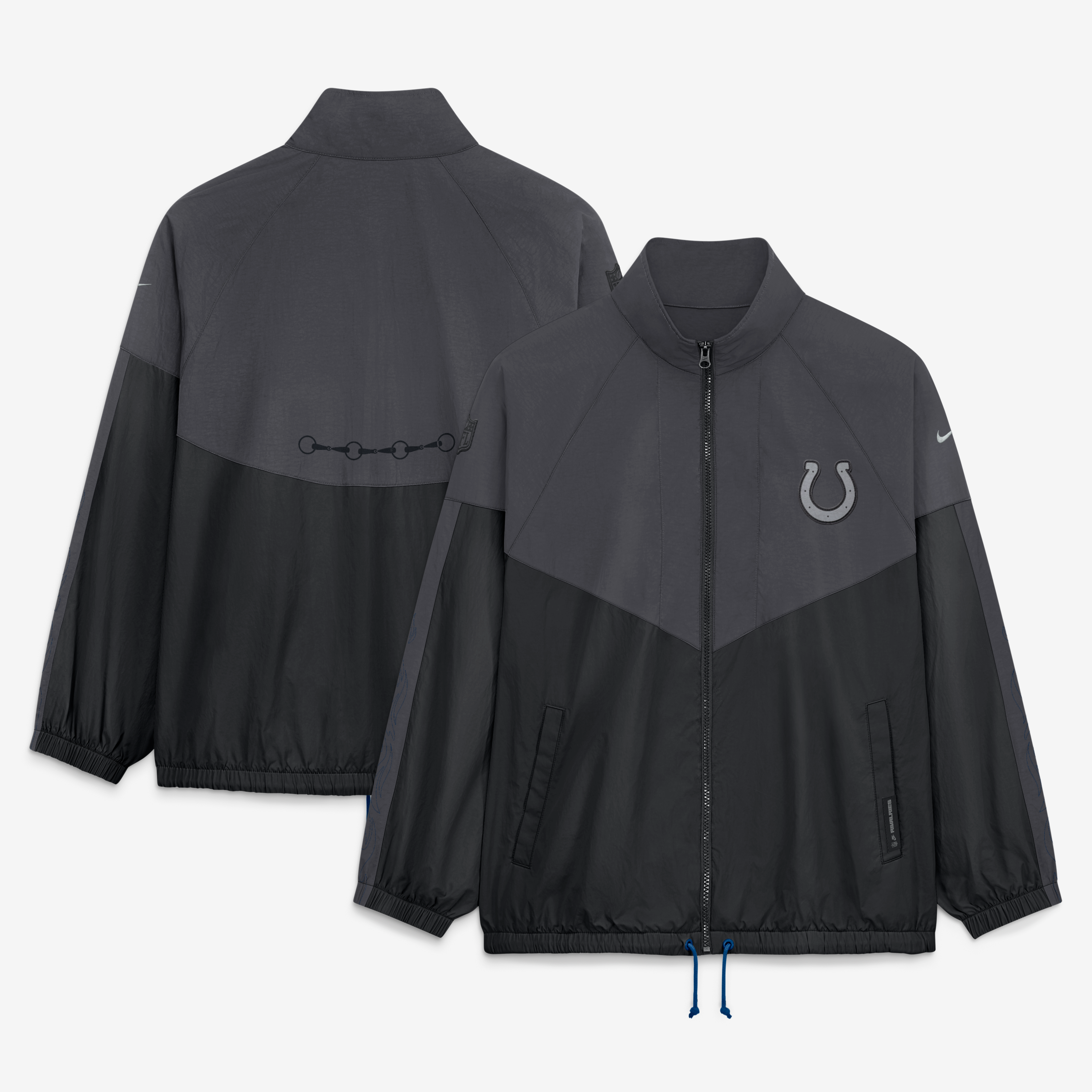 Veste zippée oversize Nike anthracite pour femme, collection Indianapolis Colts 2026 Rivalries