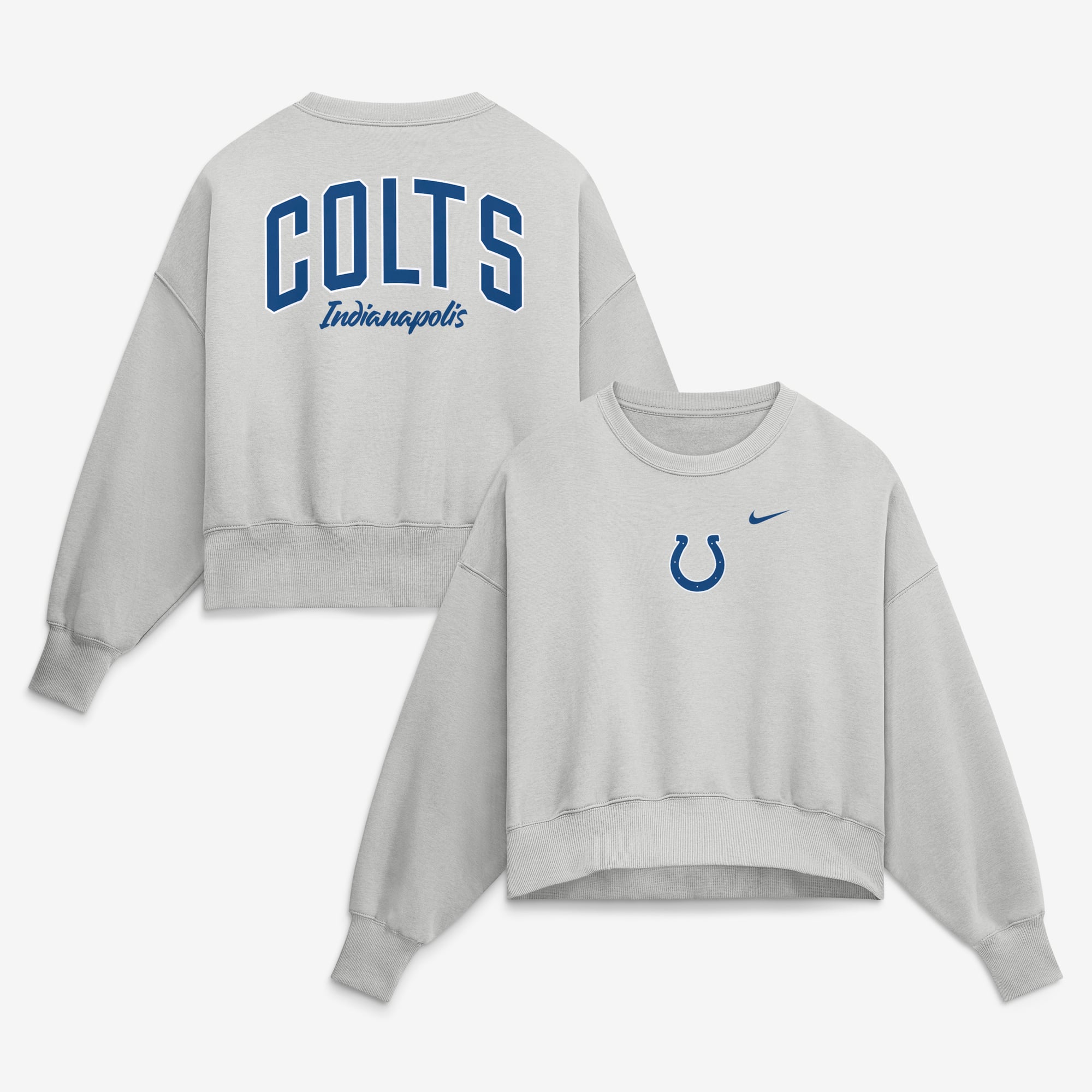 Women's Nike Gray Indianapolis Colts Oversized Primetime Phoenix Fleece Sweatshirt