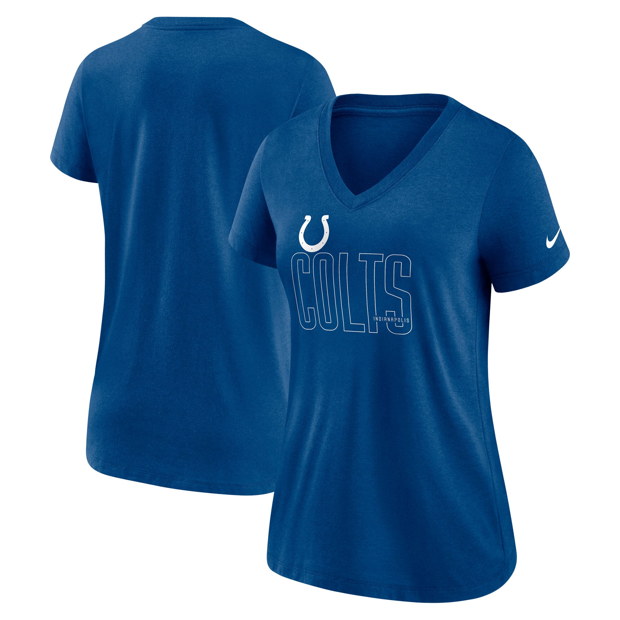 T-shirt Nike Heathered Royal Indianapolis Colts Lock Up Tri-Blend à col en V pour femme