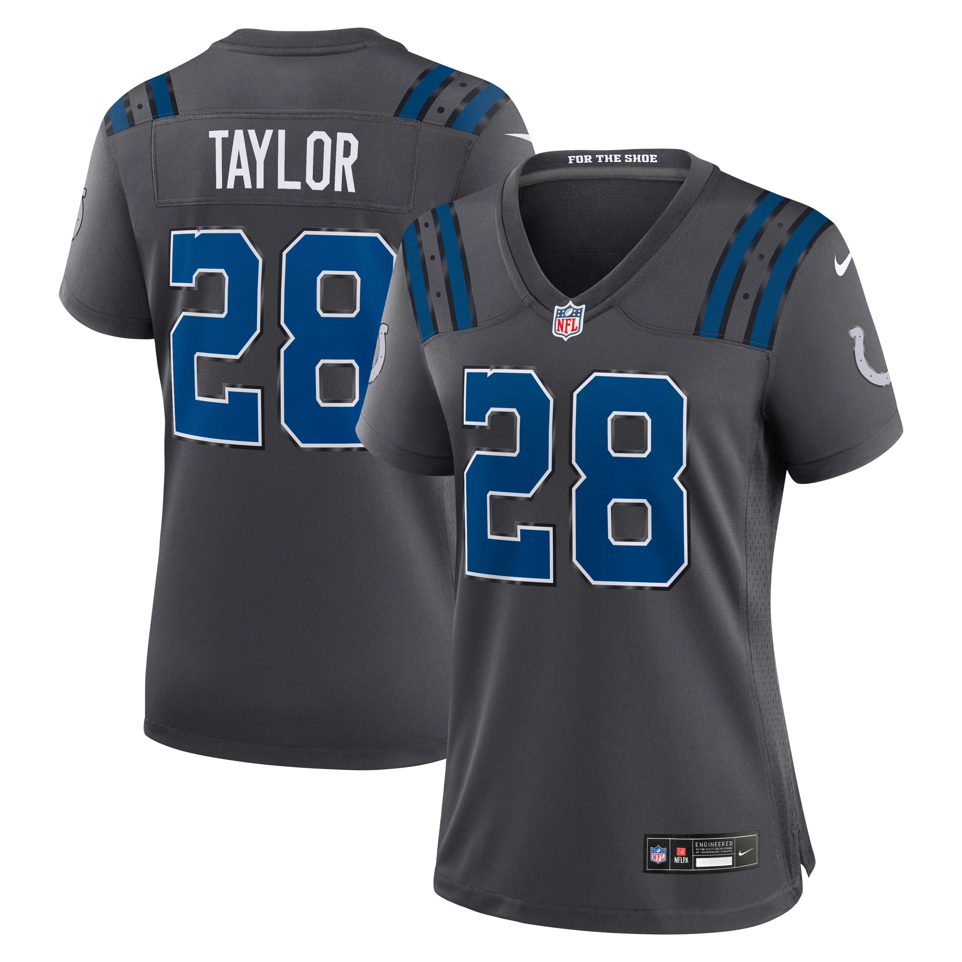 Maillot de match Nike Jonathan Taylor Anthracite pour femme, collection Indianapolis Colts 2026 Rivalries