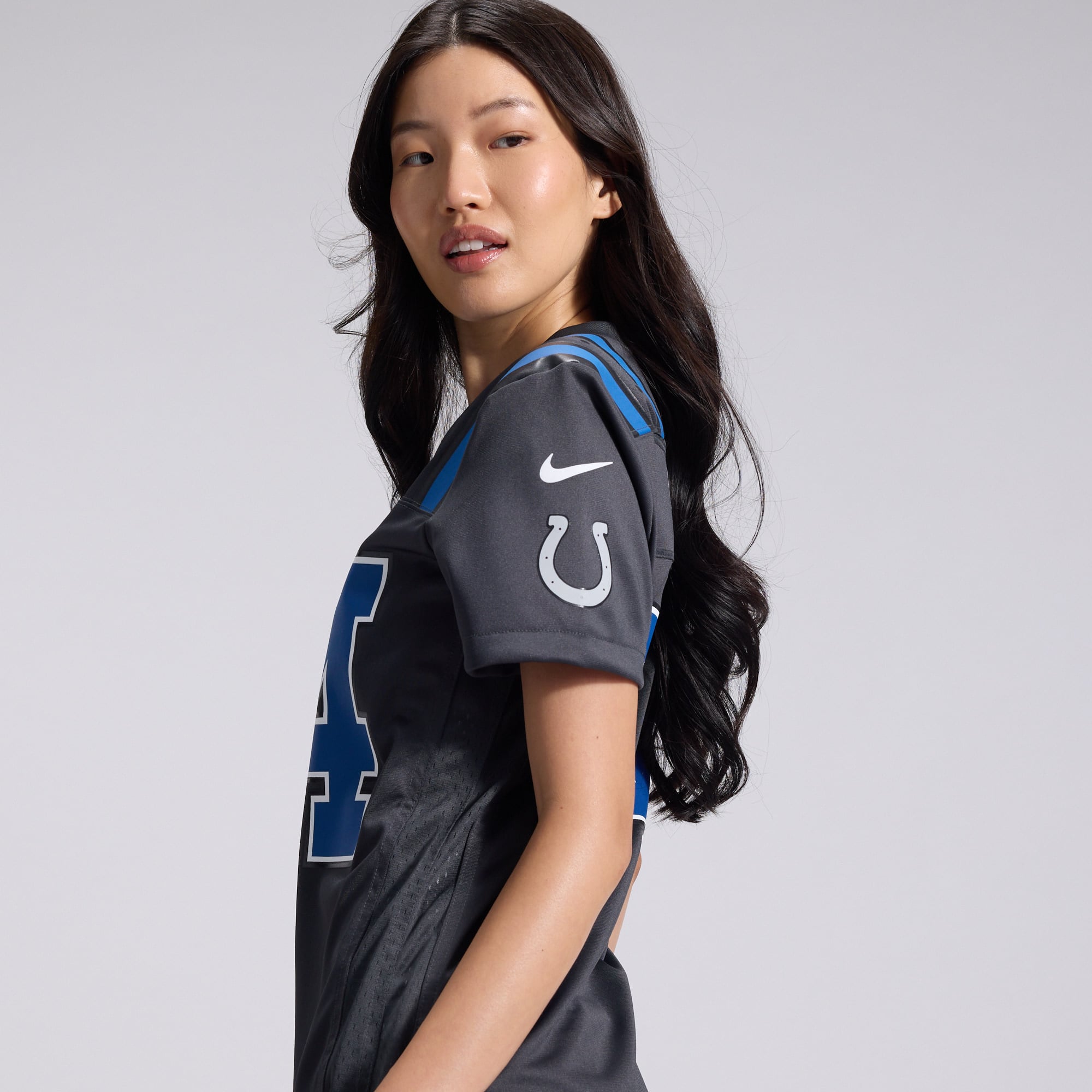 Women's Nike Tyler Warren Anthracite Indianapolis Colts 2026 Rivalries Collection Game Jersey