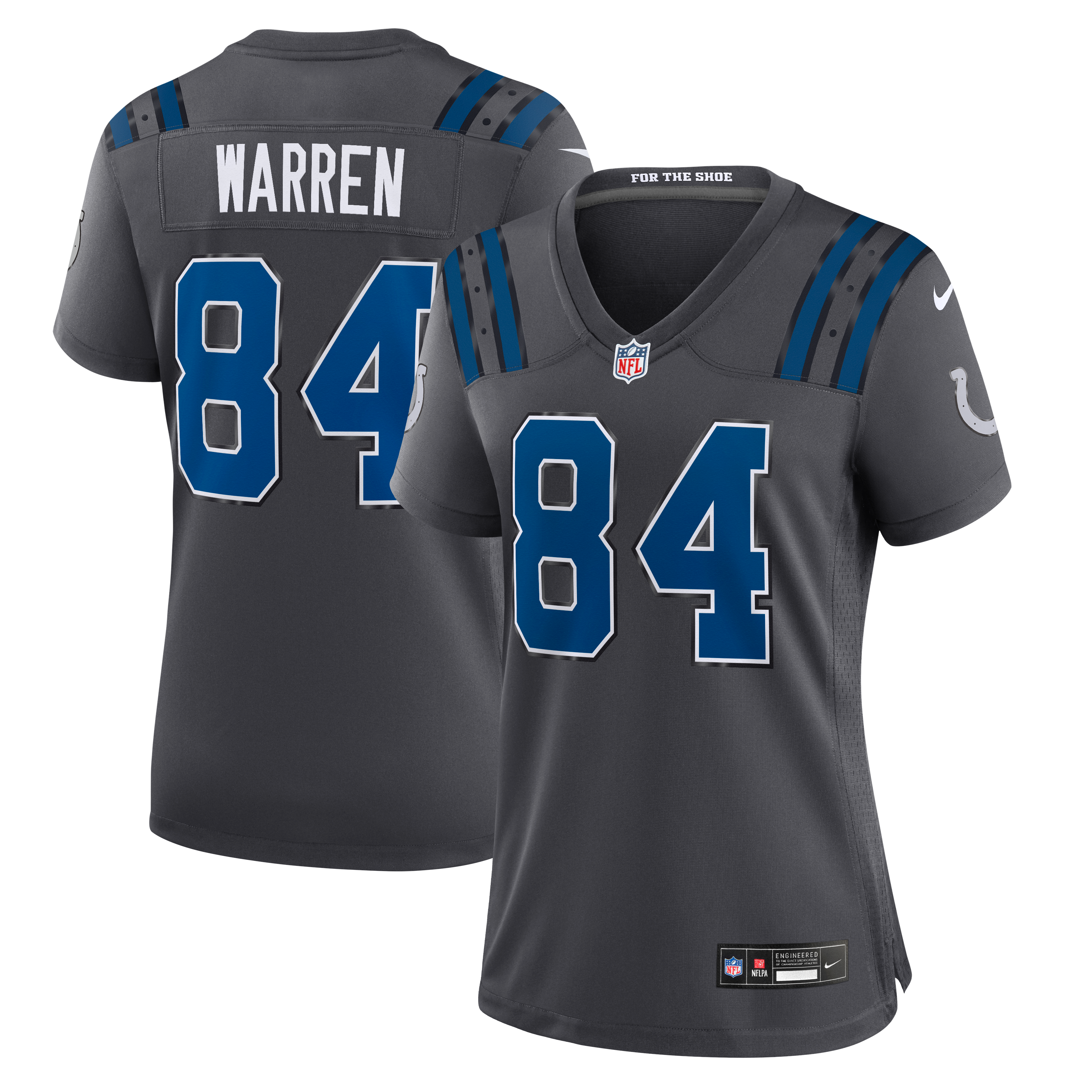 Women's Nike Tyler Warren Anthracite Indianapolis Colts 2026 Rivalries Collection Game Jersey