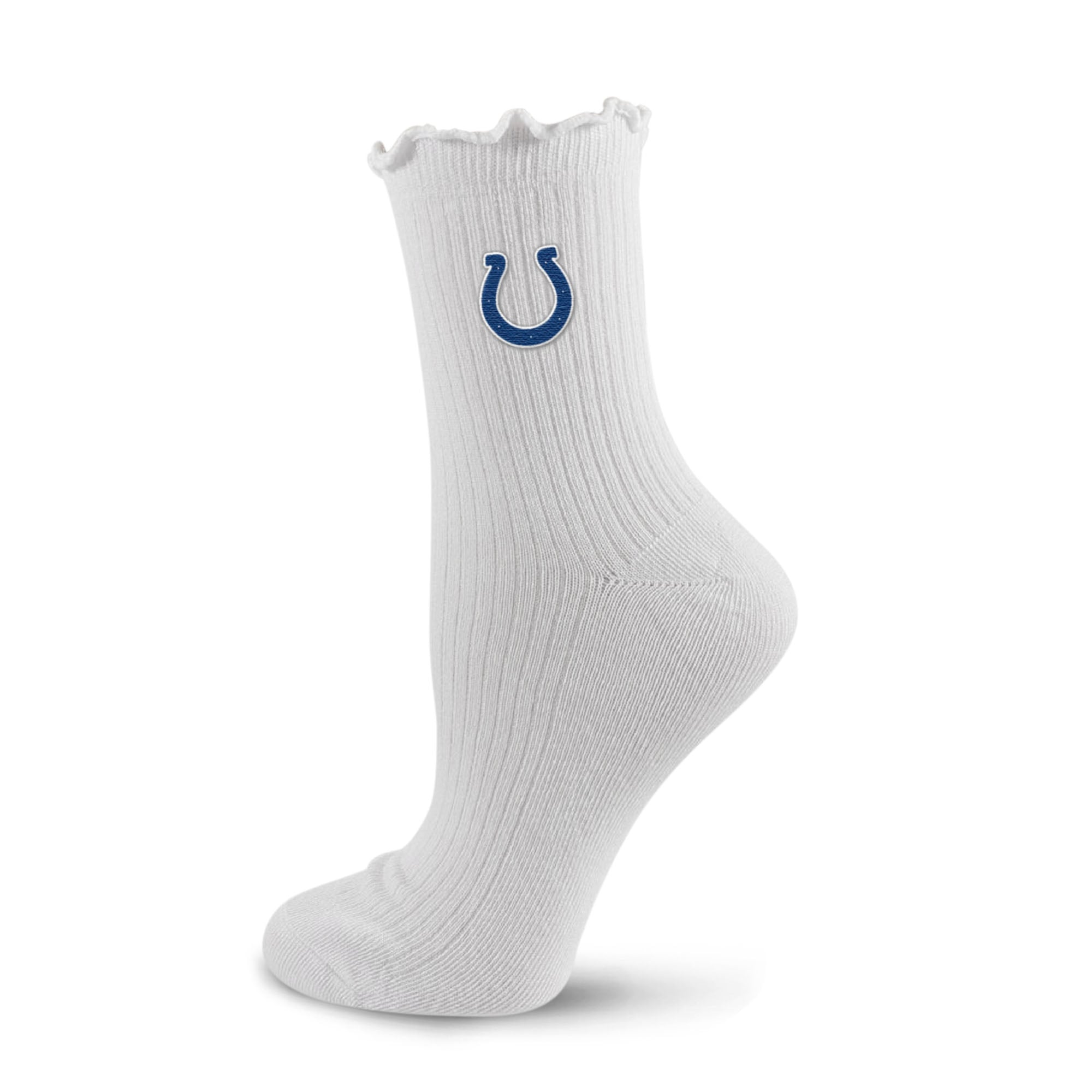 Women's PRO Compression White Indianapolis Colts Logo Lettuce Hem Quarter Socks