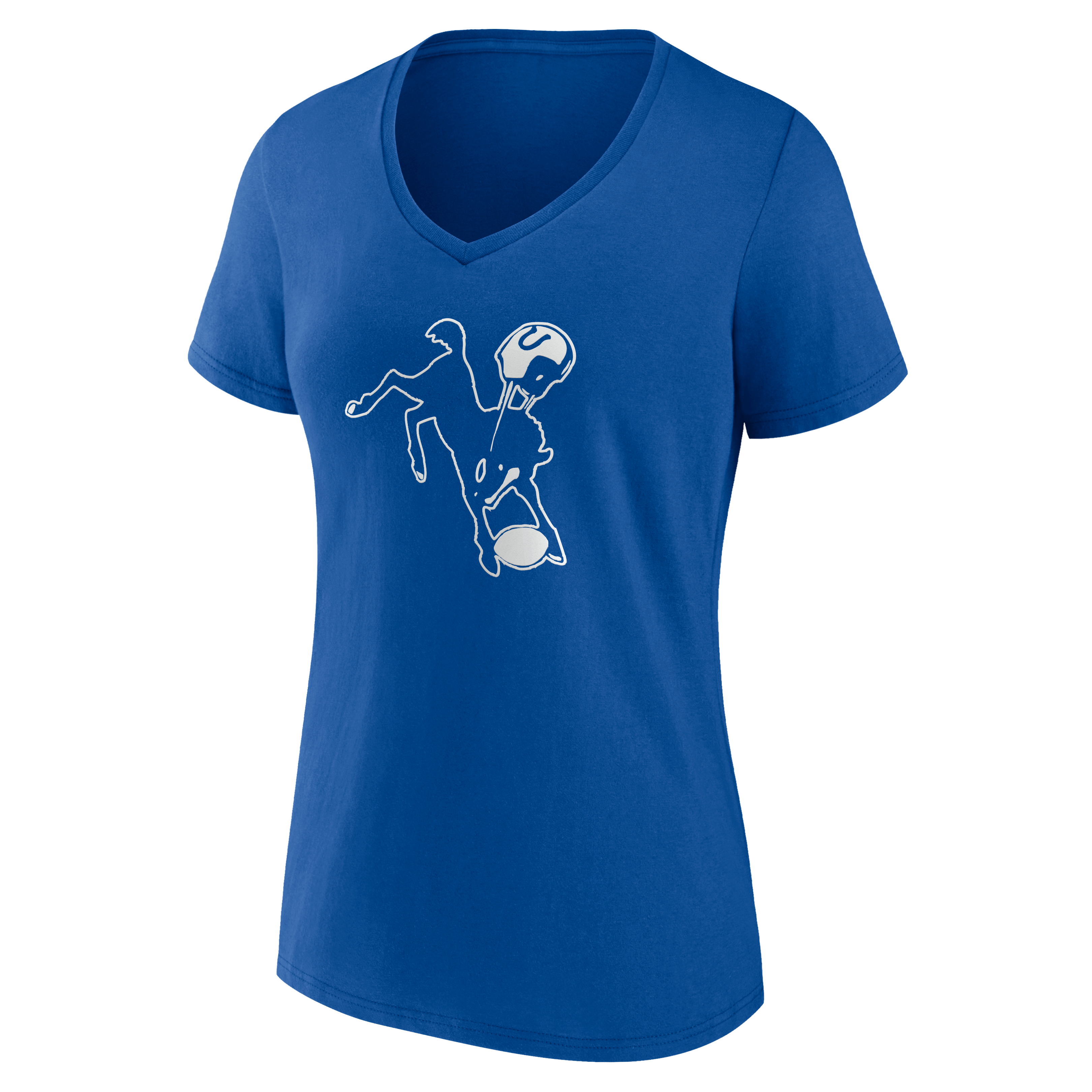 T-shirt à col en V authentique et classique personnalisé avec nom numéro des Royal Indianapolis Colts pour femmes