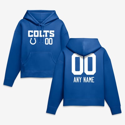 Indianapolis Colts Women's Touchdown Wordmark Personalized Name & Number Hoodie - Royal