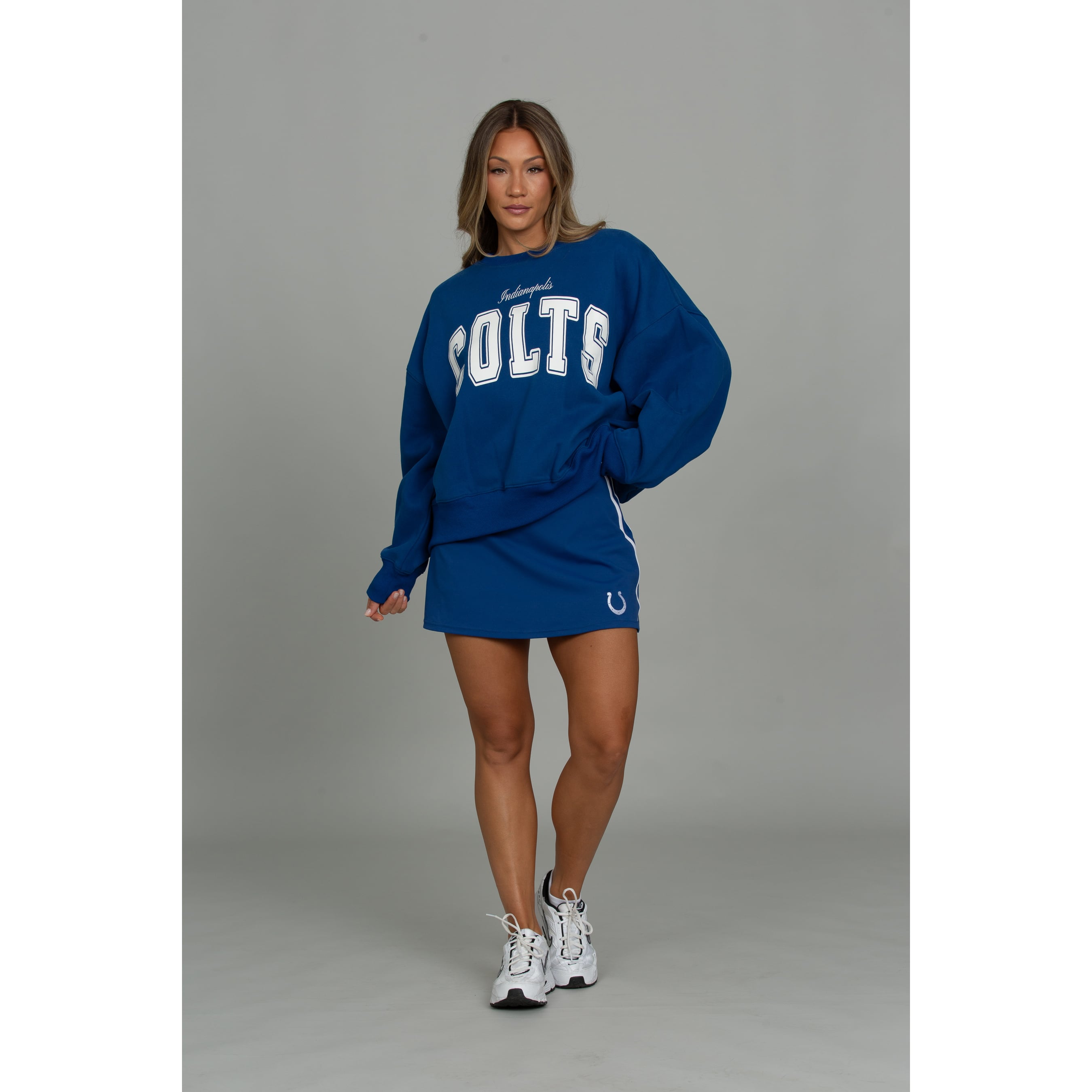 Sweat-shirt à manches larges pour femme Royal Indianapolis Colts x Gold Hinge