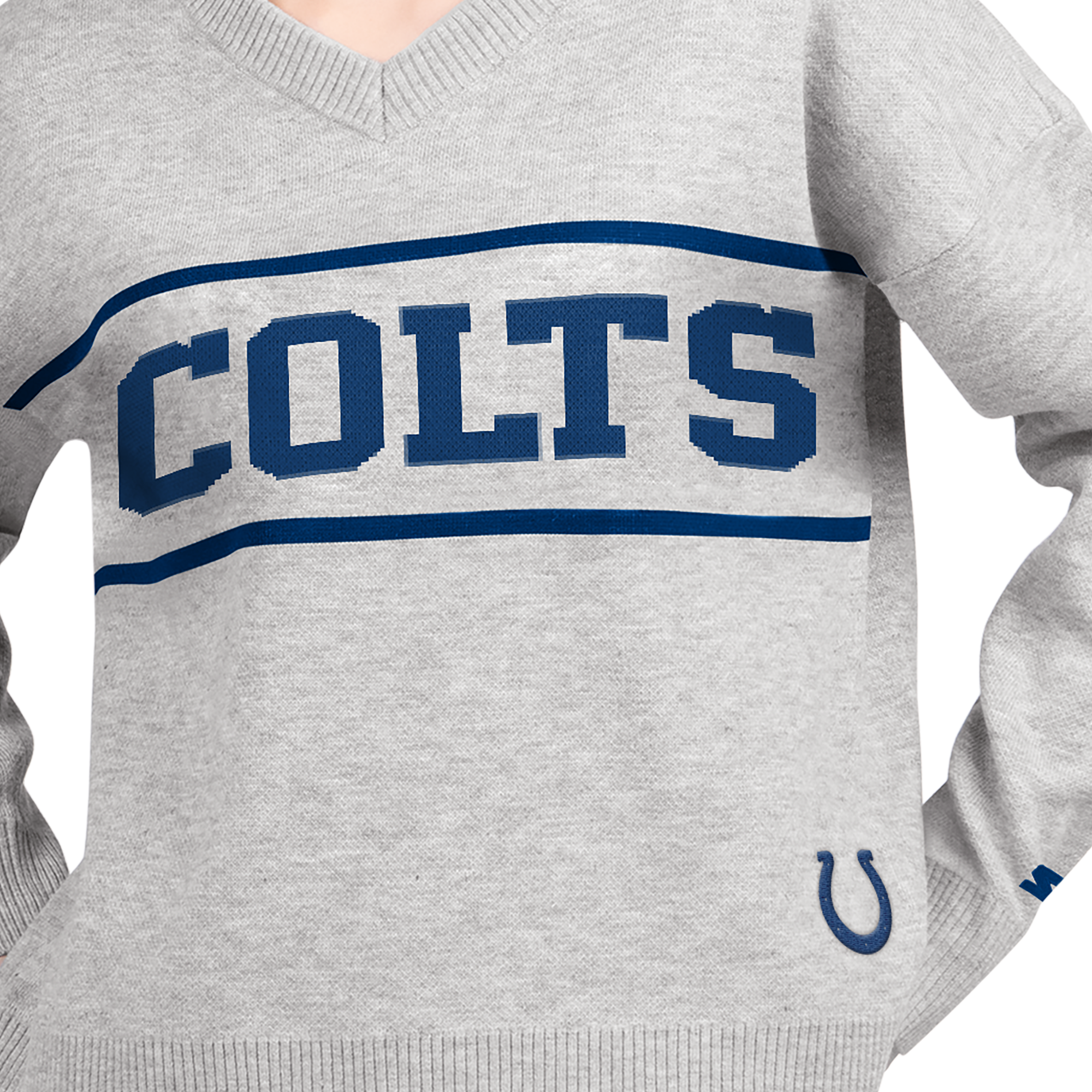 Pull à col en V gris Starter pour femmes, Indianapolis Colts Best Shot