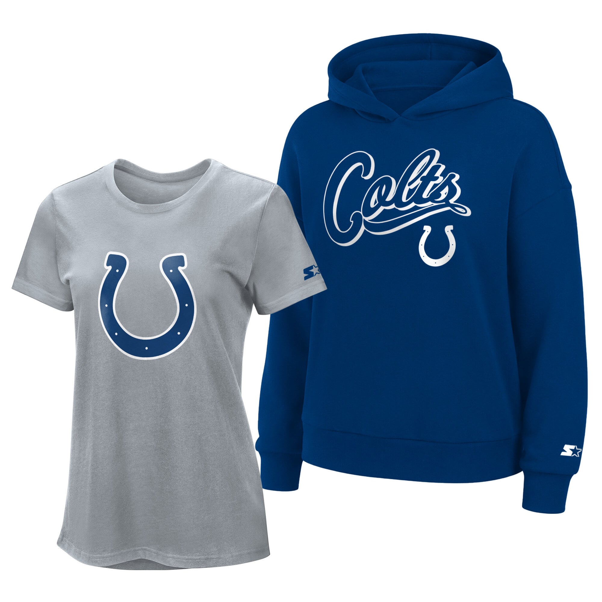 Women's Starter Gray/Royal Indianapolis Colts Hoodie & T-Shirt Combo Pack