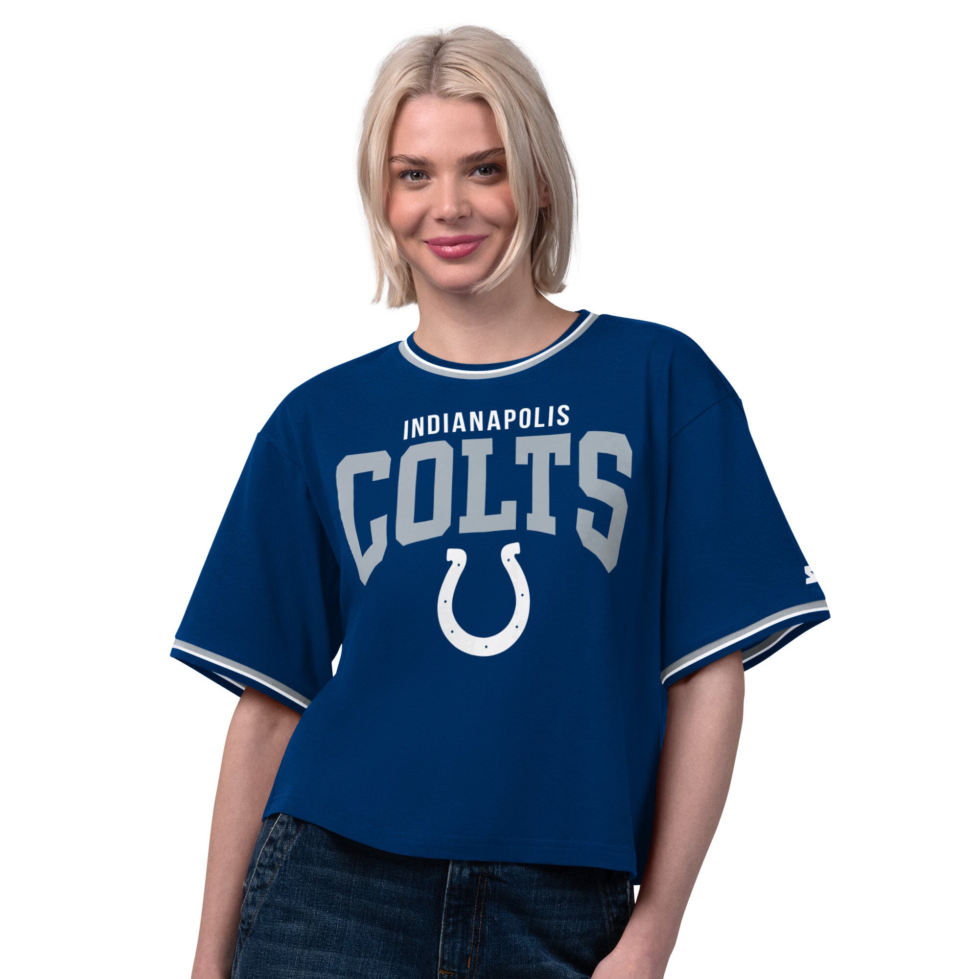 Women's Starter  Royal Indianapolis Colts Ace Cropped T-Shirt