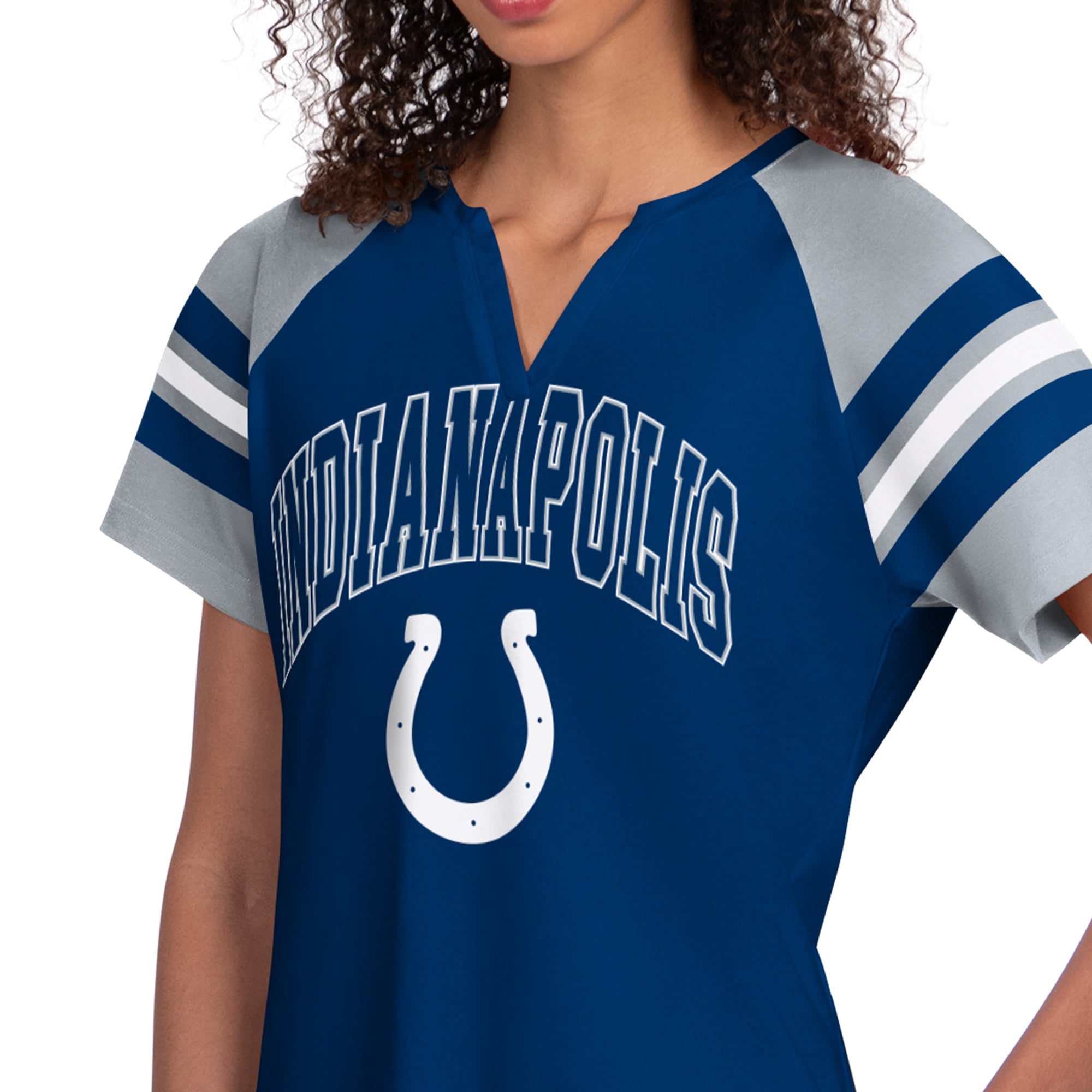Women's Starter Royal Indianapolis Colts Game On Notch Neck Raglan T-Shirt