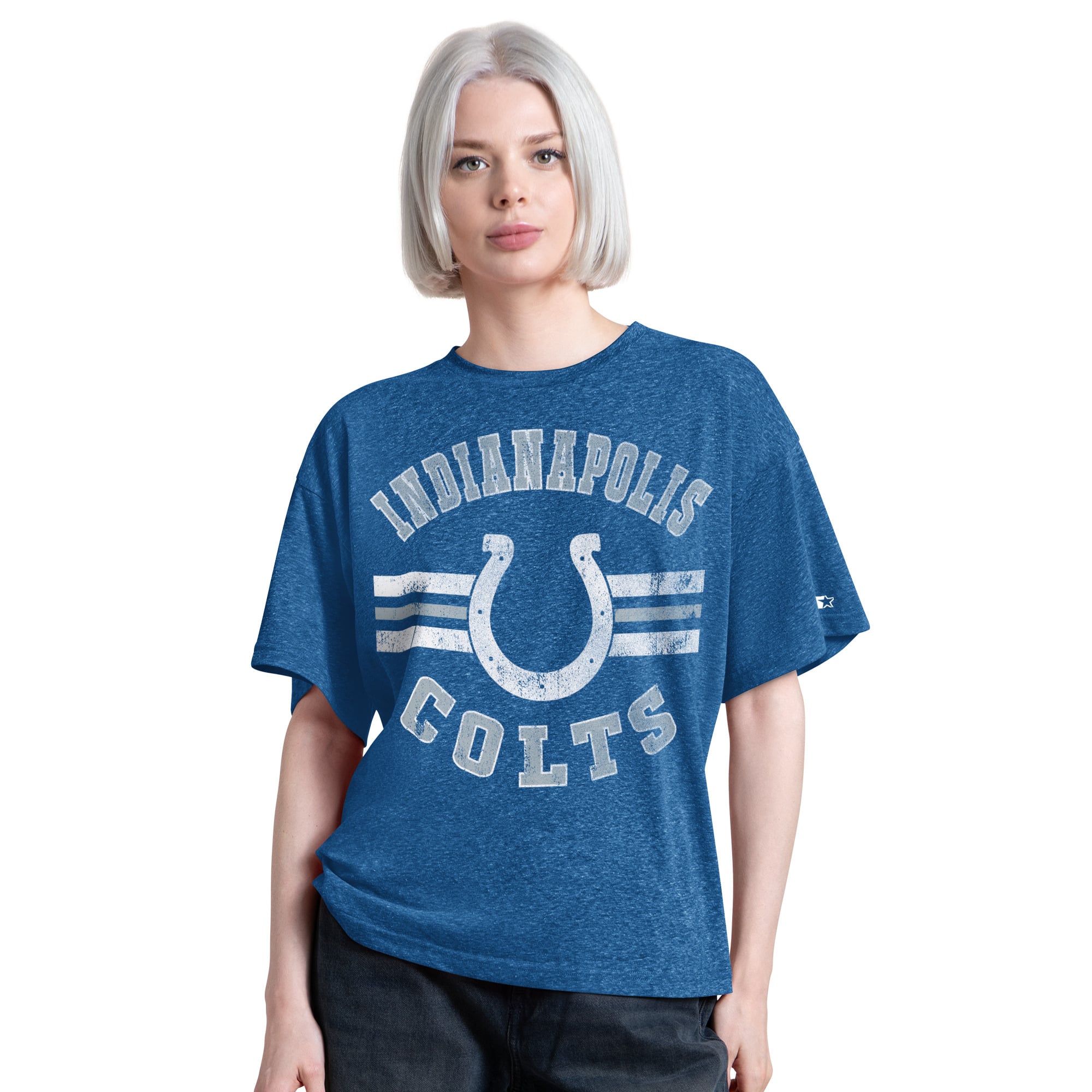 T-shirt Starter Royal Indianapolis Colts Jump Shot Boyfriend Tri-Blend pour femme