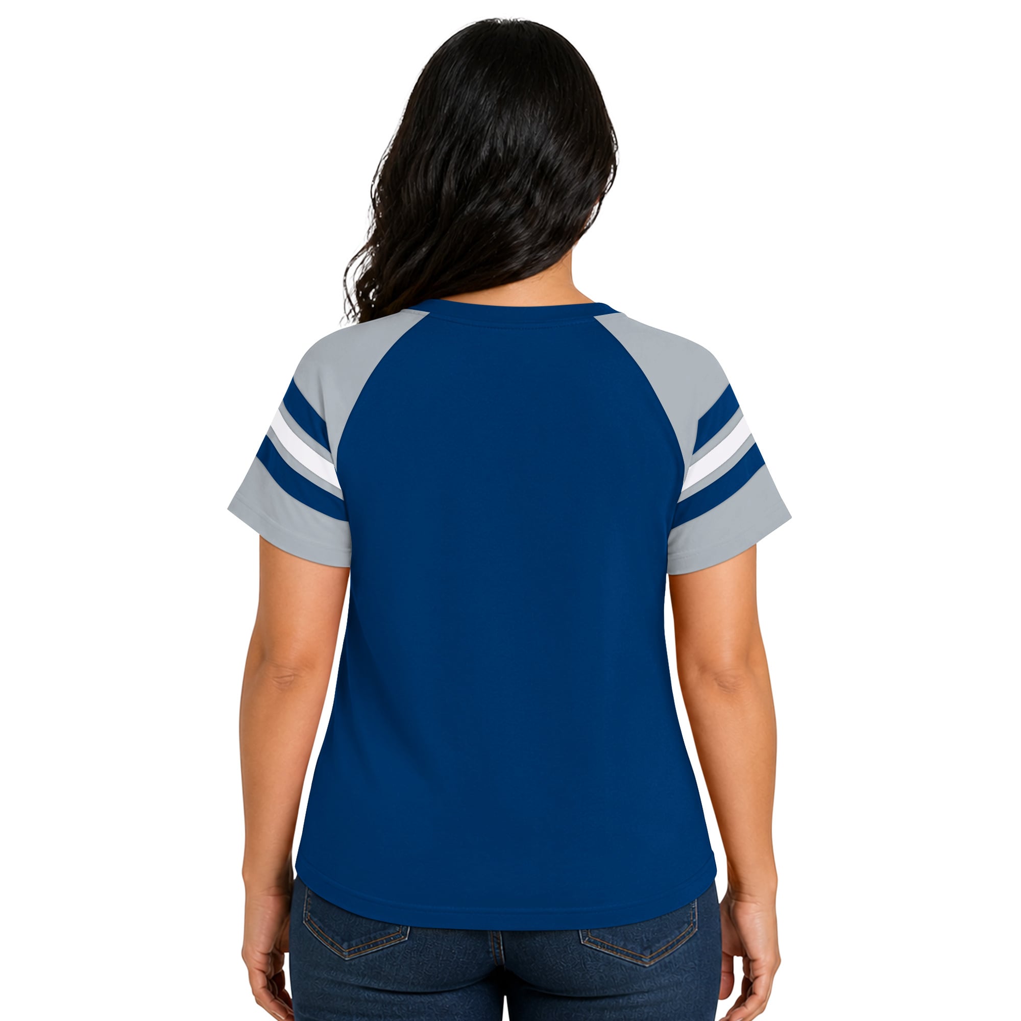 T-shirt raglan à col cranté Starter Royal Indianapolis Colts pour femme, grande taille