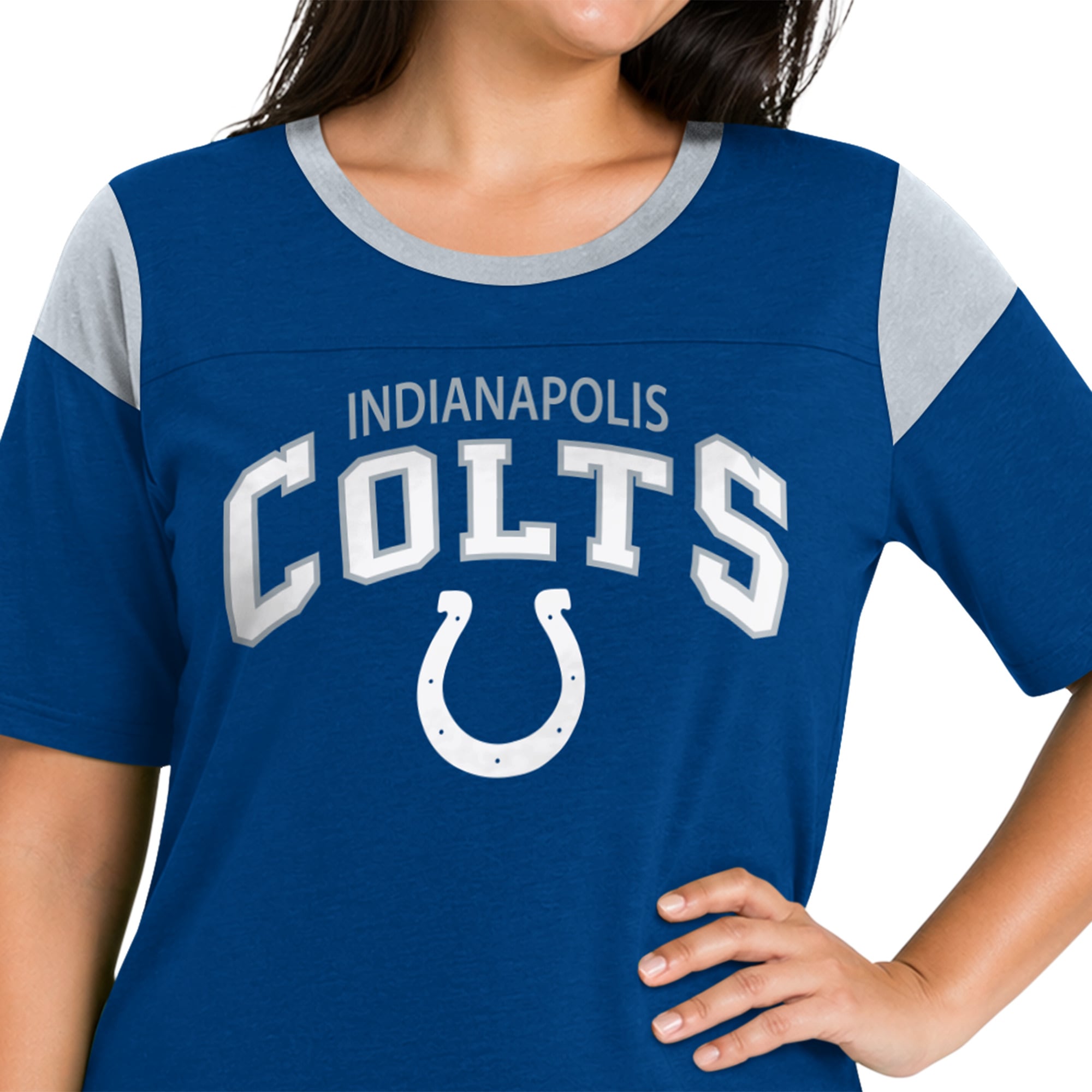 Women's Starter  Royal Indianapolis Colts Plus Linebacker Slub T-Shirt