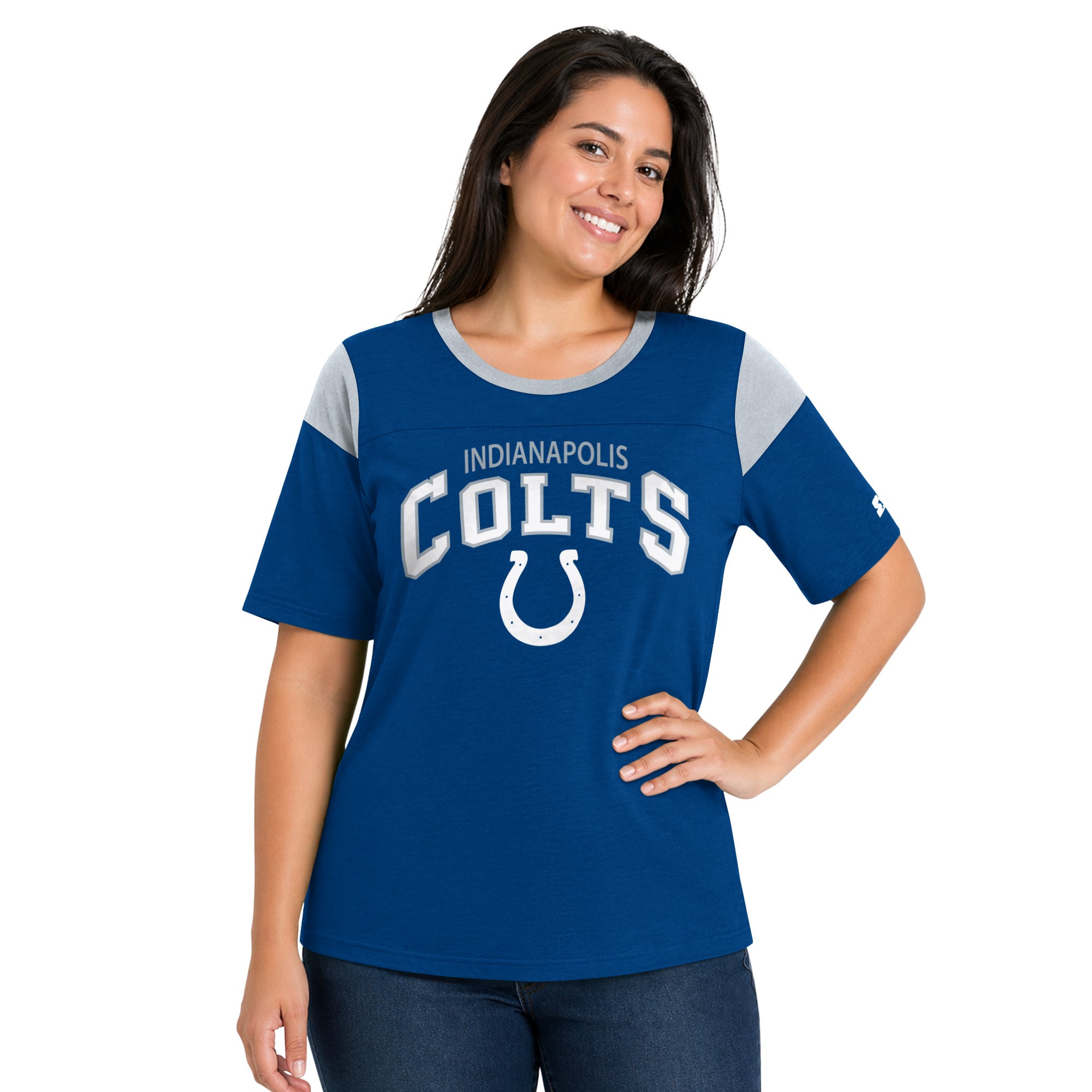 Women's Starter  Royal Indianapolis Colts Plus Linebacker Slub T-Shirt