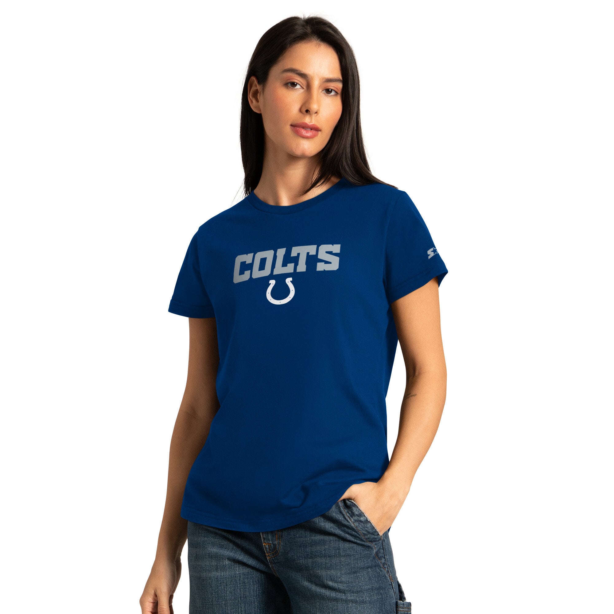 Pack de t-shirts à manches courtes et longues Starter Royal/Ash pour femmes, Indianapolis Colts