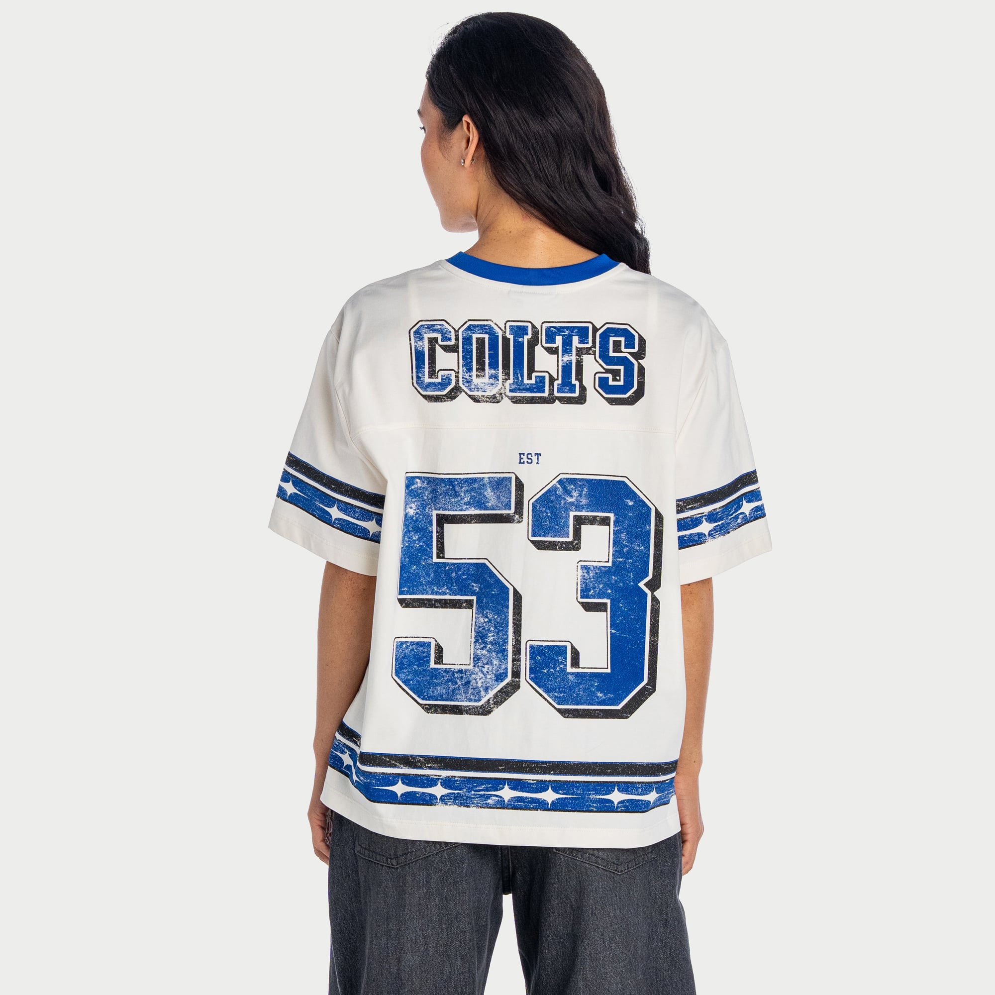 Women's The Wild Collective  Cream Indianapolis Colts Oversized Established Boyfriend T-Shirt